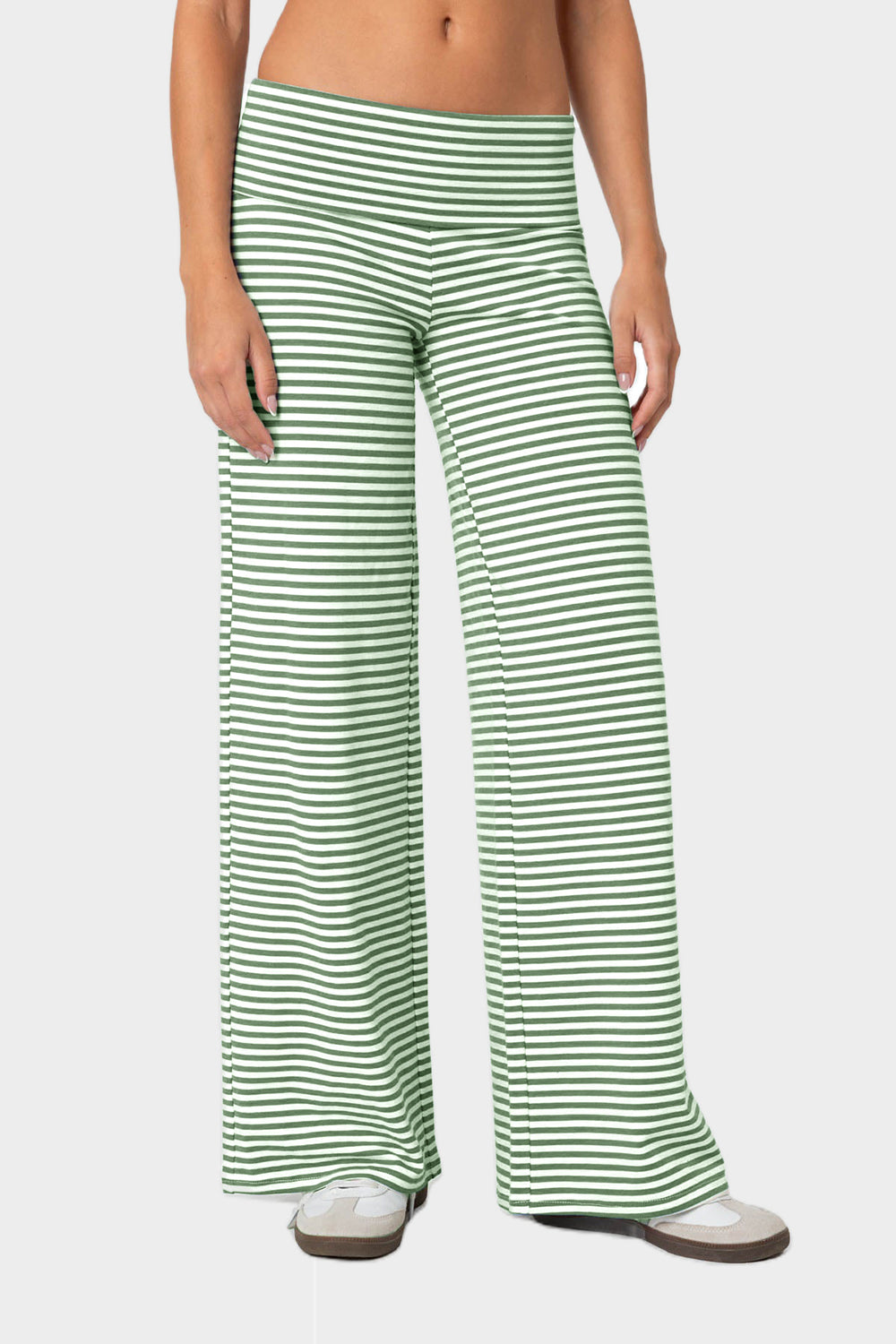 Striped Wide Leg Pants-BOTTOMS-[Adult]-[Female]-Gum Leaf-S-2022 Online Blue Zone Planet