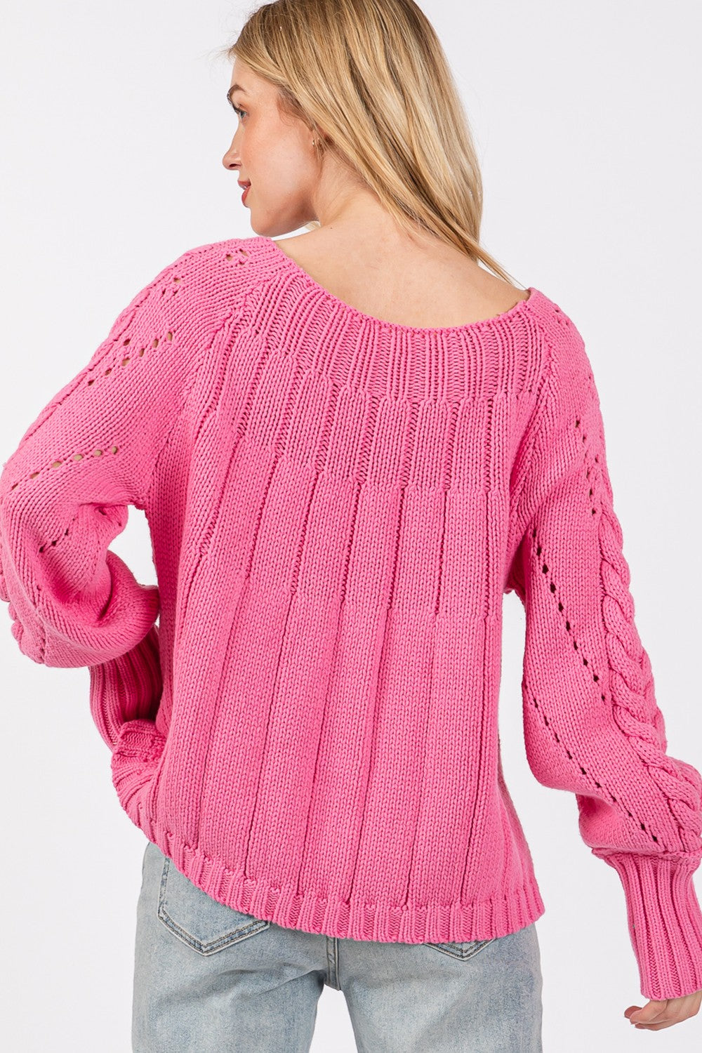 SAGE + FIG Cable-Knit Long Sleeve Sweater-TOPS / DRESSES-[Adult]-[Female]-2022 Online Blue Zone Planet