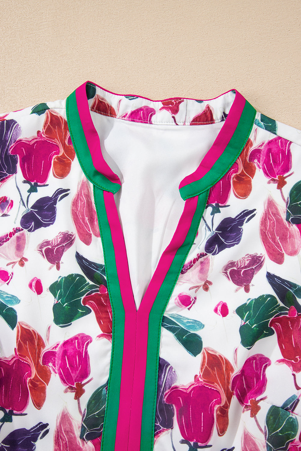 Purple Floral Print Contrast Striped Detail Long Sleeve Mini Dress-TOPS / DRESSES-[Adult]-[Female]-2022 Online Blue Zone Planet