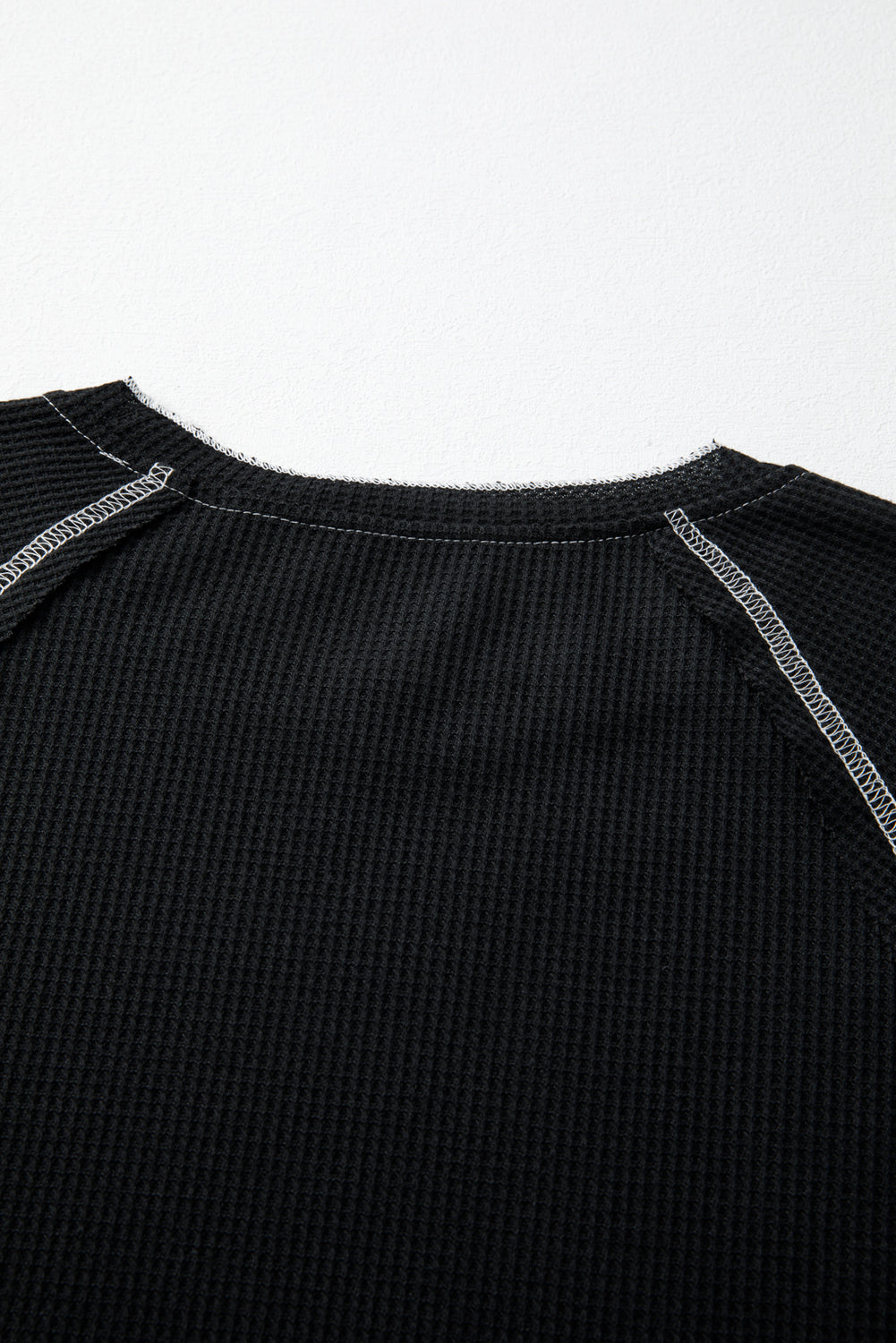 Blue Zone Planet | Black Textured Round Neck Long Sleeve Top-Tops/Long Sleeve Tops-[Adult]-[Female]-2022 Online Blue Zone Planet