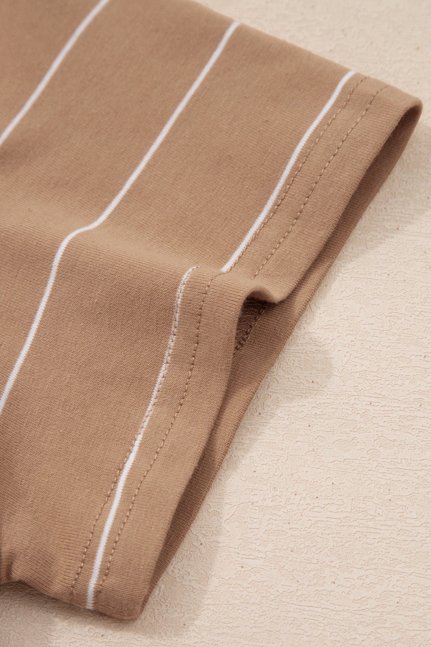 Khaki Stripe Casual Short Sleeve Side Slit Maxi T Shirt Dress-TOPS / DRESSES-[Adult]-[Female]-2022 Online Blue Zone Planet