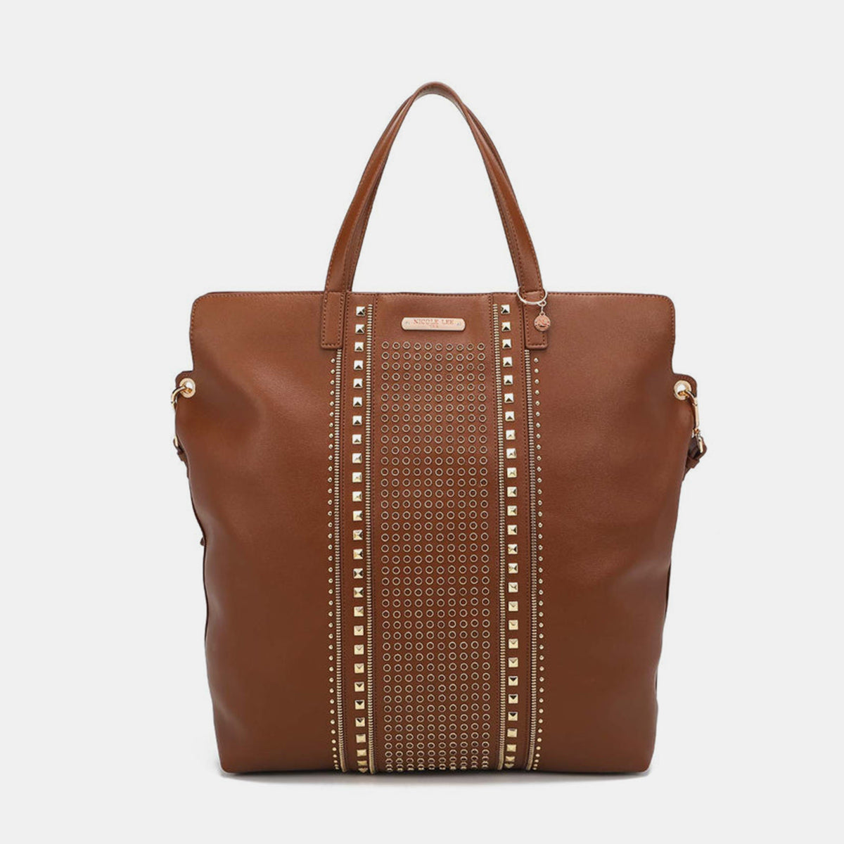 Blue Zone Planet | Nicole Lee USA Studded Large Tote Bag-TOPS / DRESSES-[Adult]-[Female]-Brown-One Size-2022 Online Blue Zone Planet