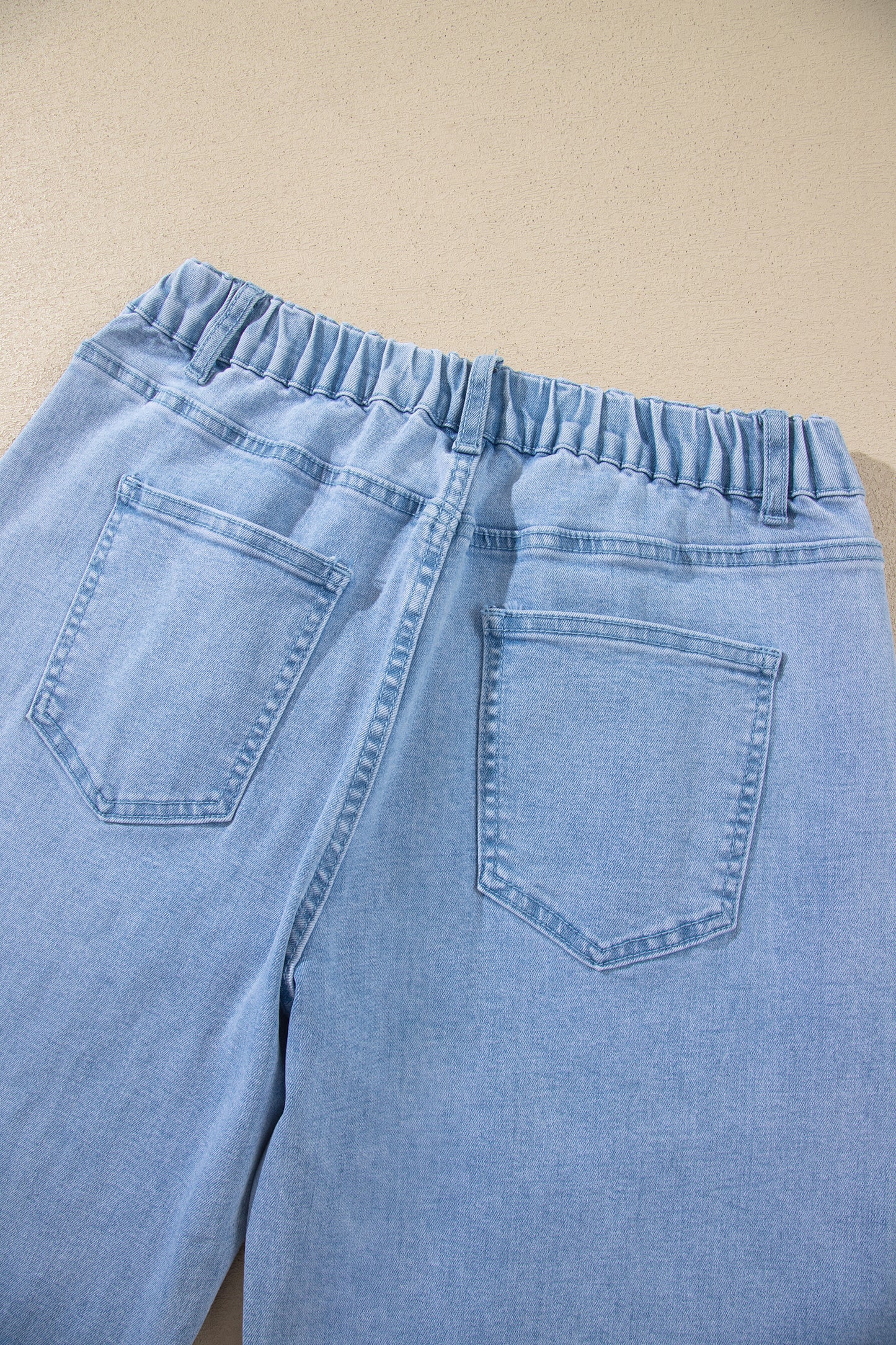 Beau Blue Solid Color Square Patch Pocket Ankle-length Barrel Jeans-Bottoms/Jeans-[Adult]-[Female]-2022 Online Blue Zone Planet