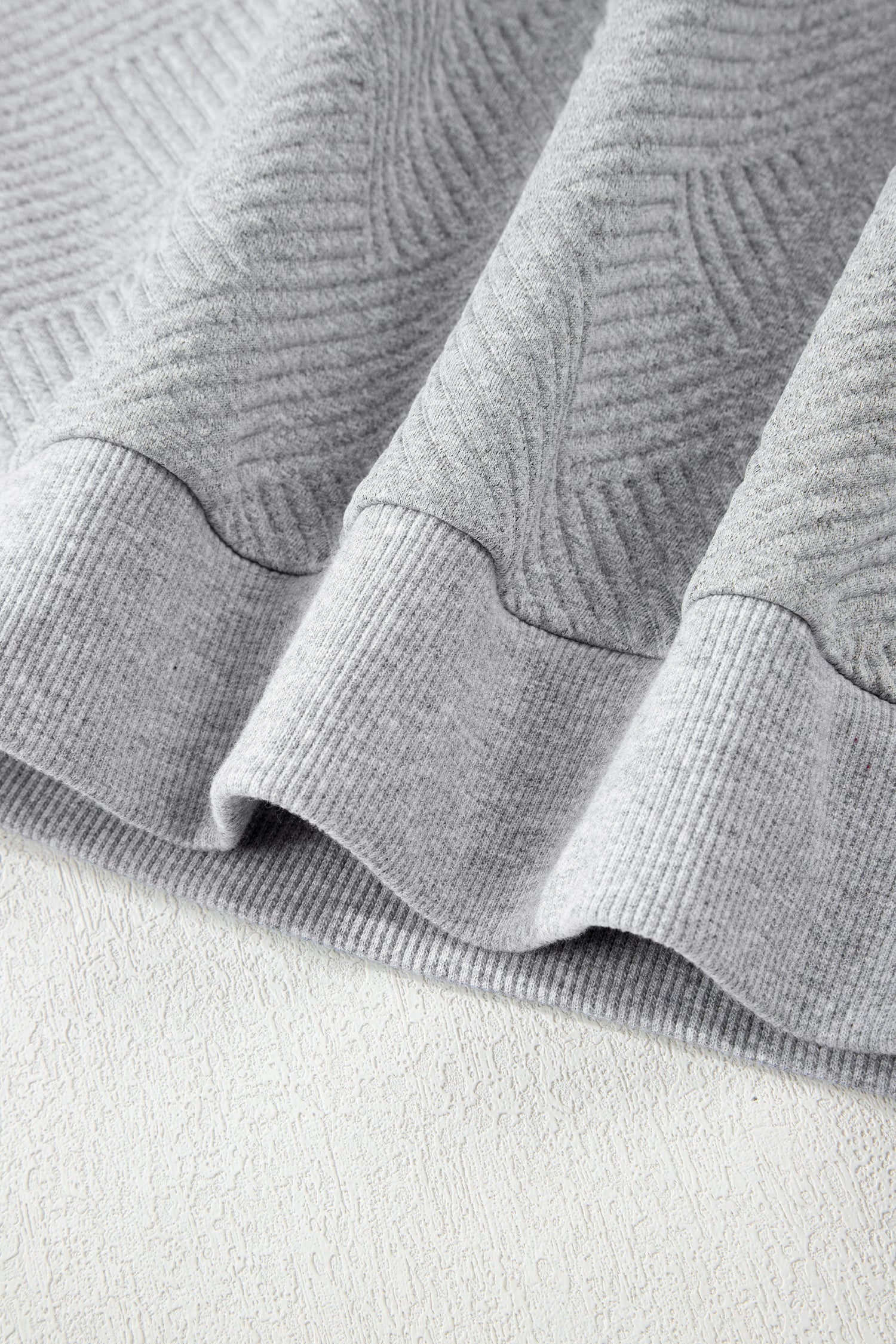 Medium Grey Trendy Textured Half Zip Loose Sweatshirt-Tops/Sweatshirts & Hoodies-[Adult]-[Female]-2022 Online Blue Zone Planet