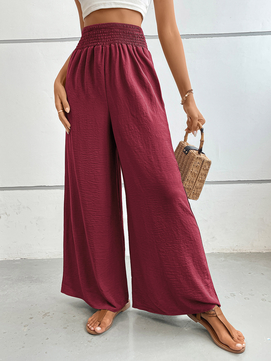 Blue Zone Planet | Perfee Wide Leg Pants with Pockets-BOTTOM SIZES SMALL MEDIUM LARGE-[Adult]-[Female]-2022 Online Blue Zone Planet