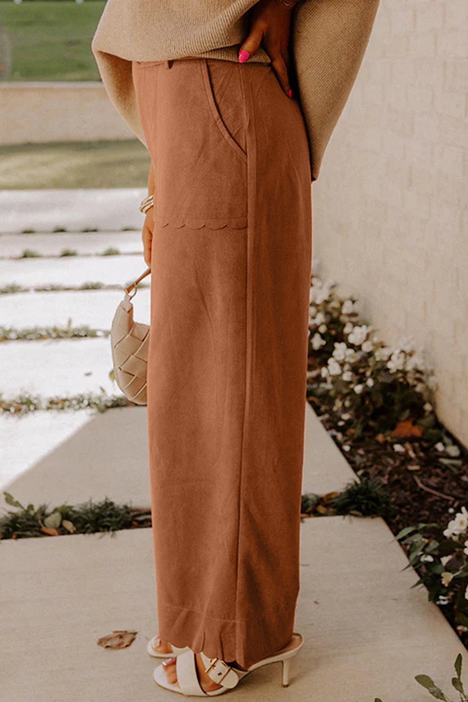 Thai Curry Scalloped Edge Pocket Full-Length Pant-Bottoms/Pants & Culotte-[Adult]-[Female]-2022 Online Blue Zone Planet