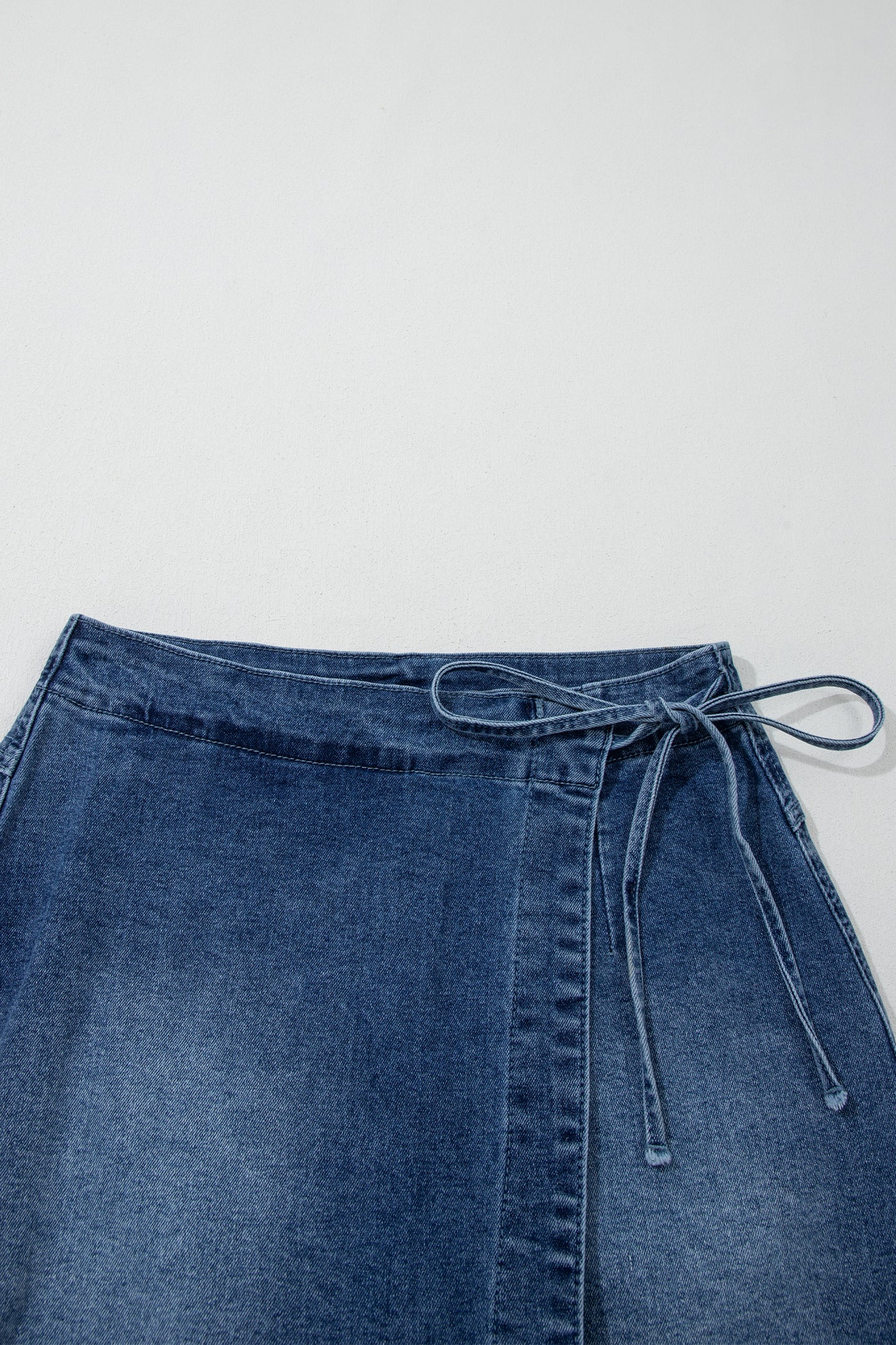 Ashleigh Blue Wrapped Tied Waist Denim Skort-Bottoms/Skirts & Petticoat-[Adult]-[Female]-2022 Online Blue Zone Planet