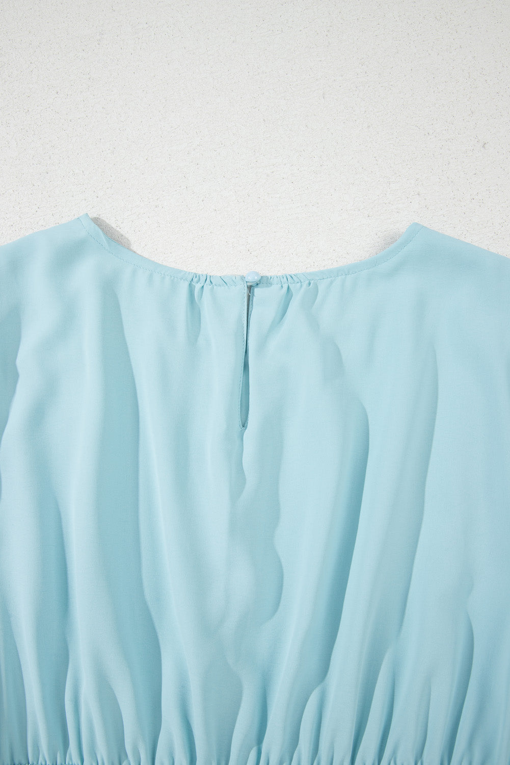 Light Blue Puff Sleeve Pleated High Waist Flowy Long Dress-Dresses/Maxi Dresses-[Adult]-[Female]-2022 Online Blue Zone Planet