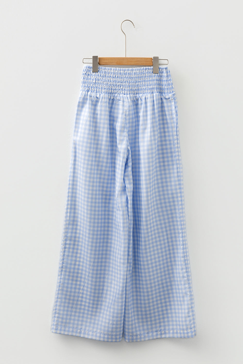 Myosotis Plaid Print Smocked High Waist Womens Loose Pants-Bottoms/Pants & Culotte-[Adult]-[Female]-2022 Online Blue Zone Planet