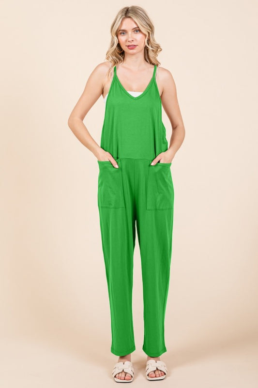 Culture Code Full Size Sleeveless Jumpsuit with Pockets-TOPS / DRESSES-[Adult]-[Female]-Fresh Green-S-2022 Online Blue Zone Planet