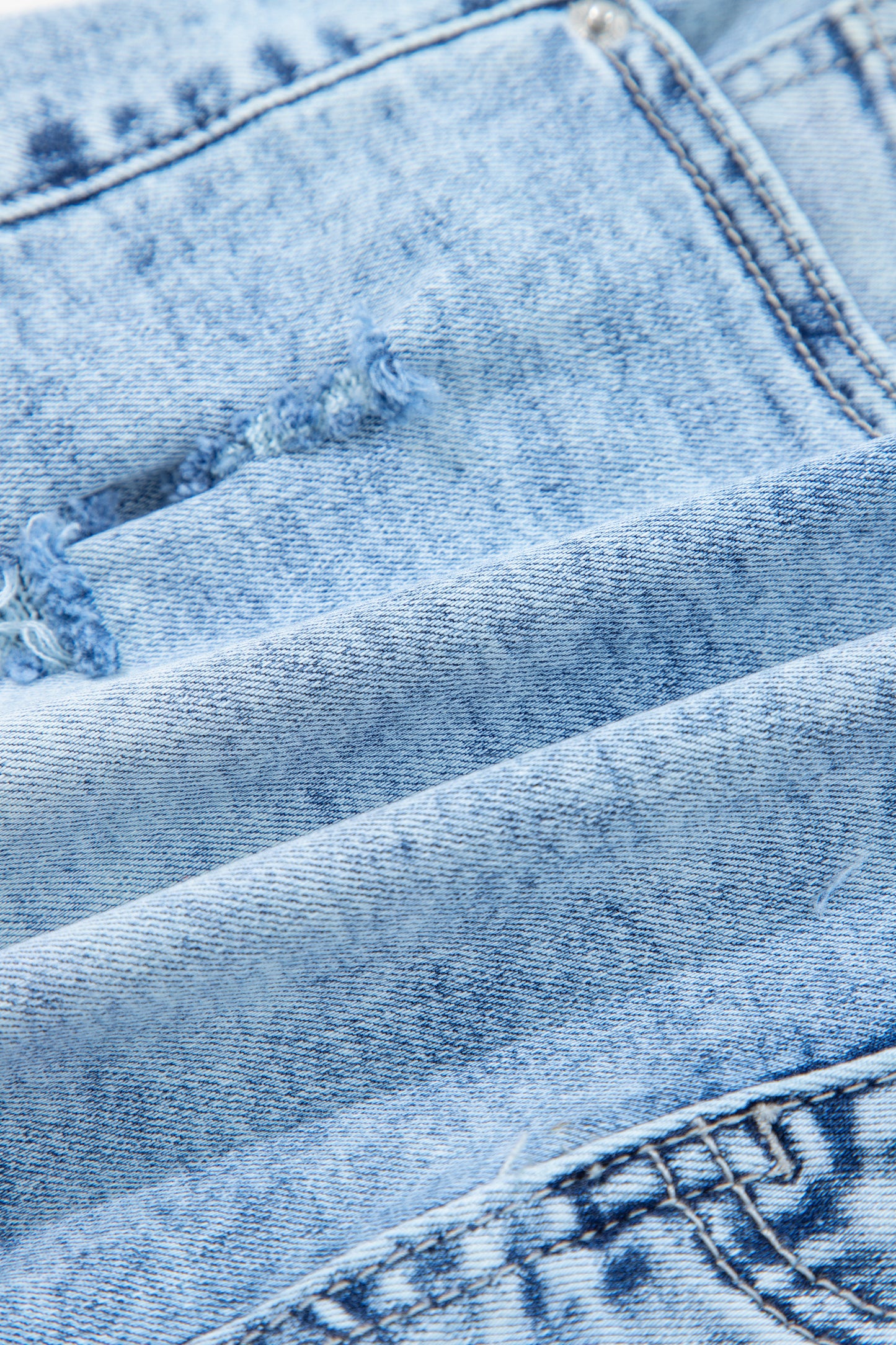 Beau Blue Distressed Acid Wash Denim Hot Shorts-Bottoms/Denim Shorts-[Adult]-[Female]-2022 Online Blue Zone Planet