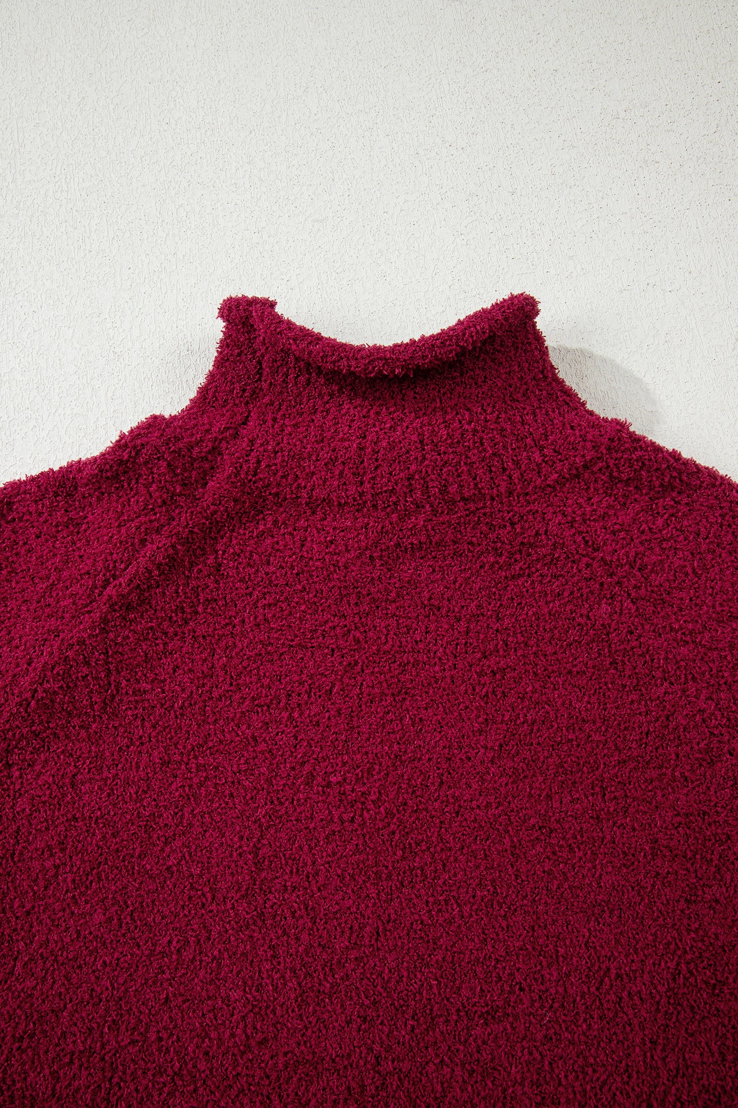Burgundy Popcorn Mock Neck Solid Sweater-Sweaters & Cardigans/Sweaters-[Adult]-[Female]-2022 Online Blue Zone Planet