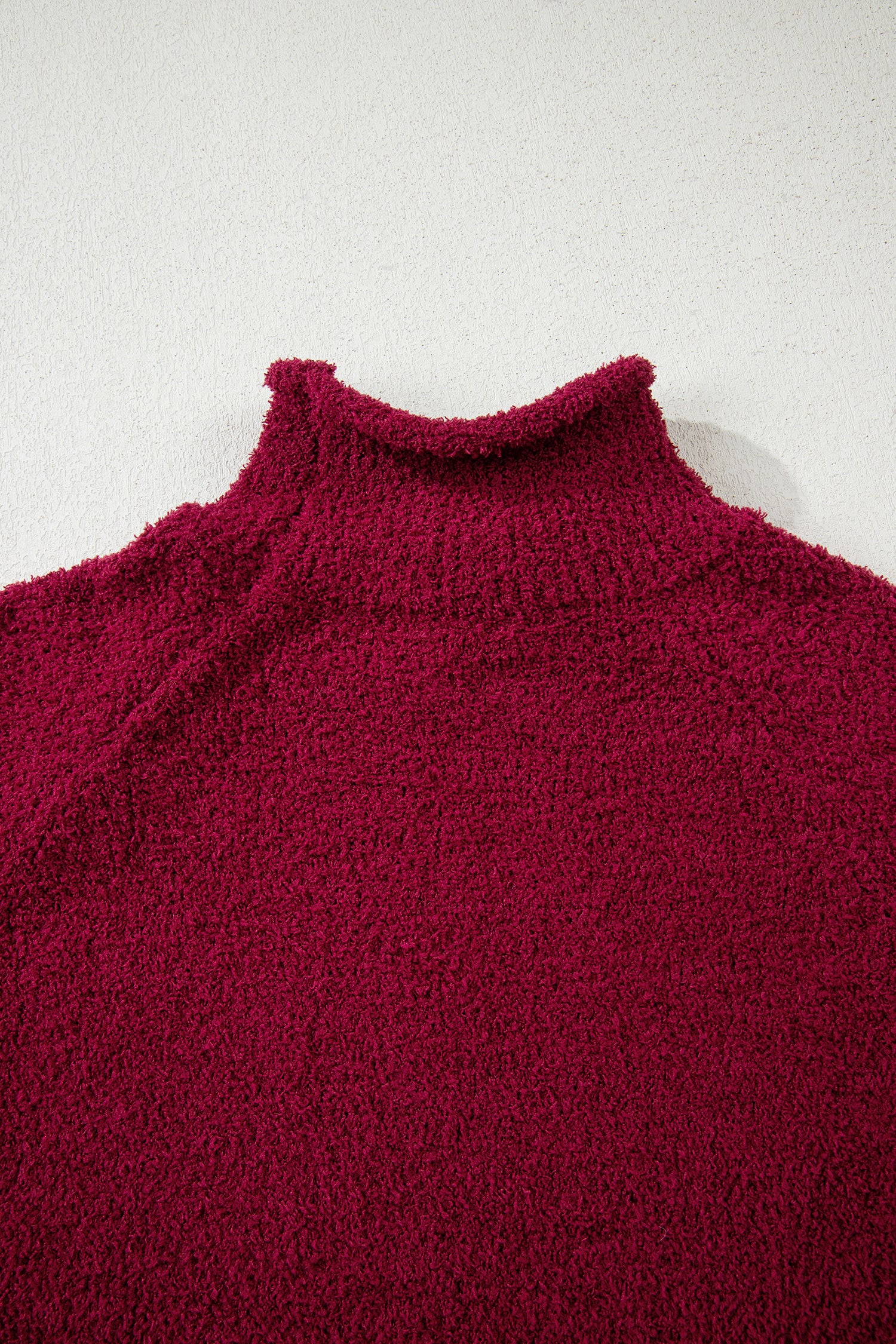 Burgundy Popcorn Mock Neck Solid Sweater-Sweaters & Cardigans/Sweaters-[Adult]-[Female]-2022 Online Blue Zone Planet