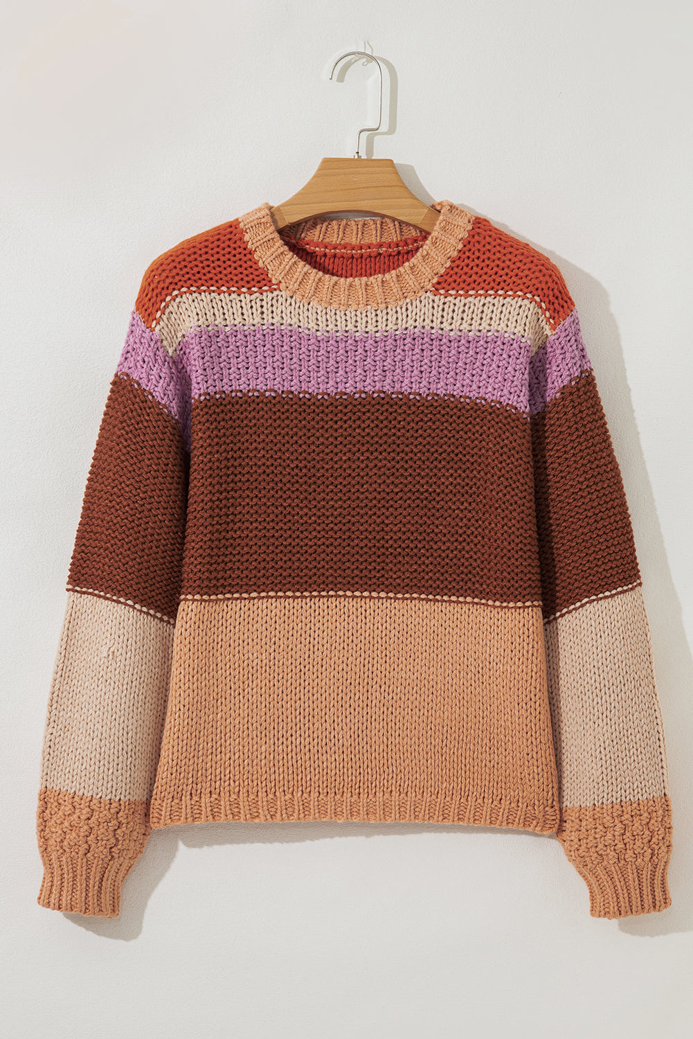 Multicolour Cropped Colorblock Drop Shoulder Knitted Sweater-TOPS / DRESSES-[Adult]-[Female]-2022 Online Blue Zone Planet