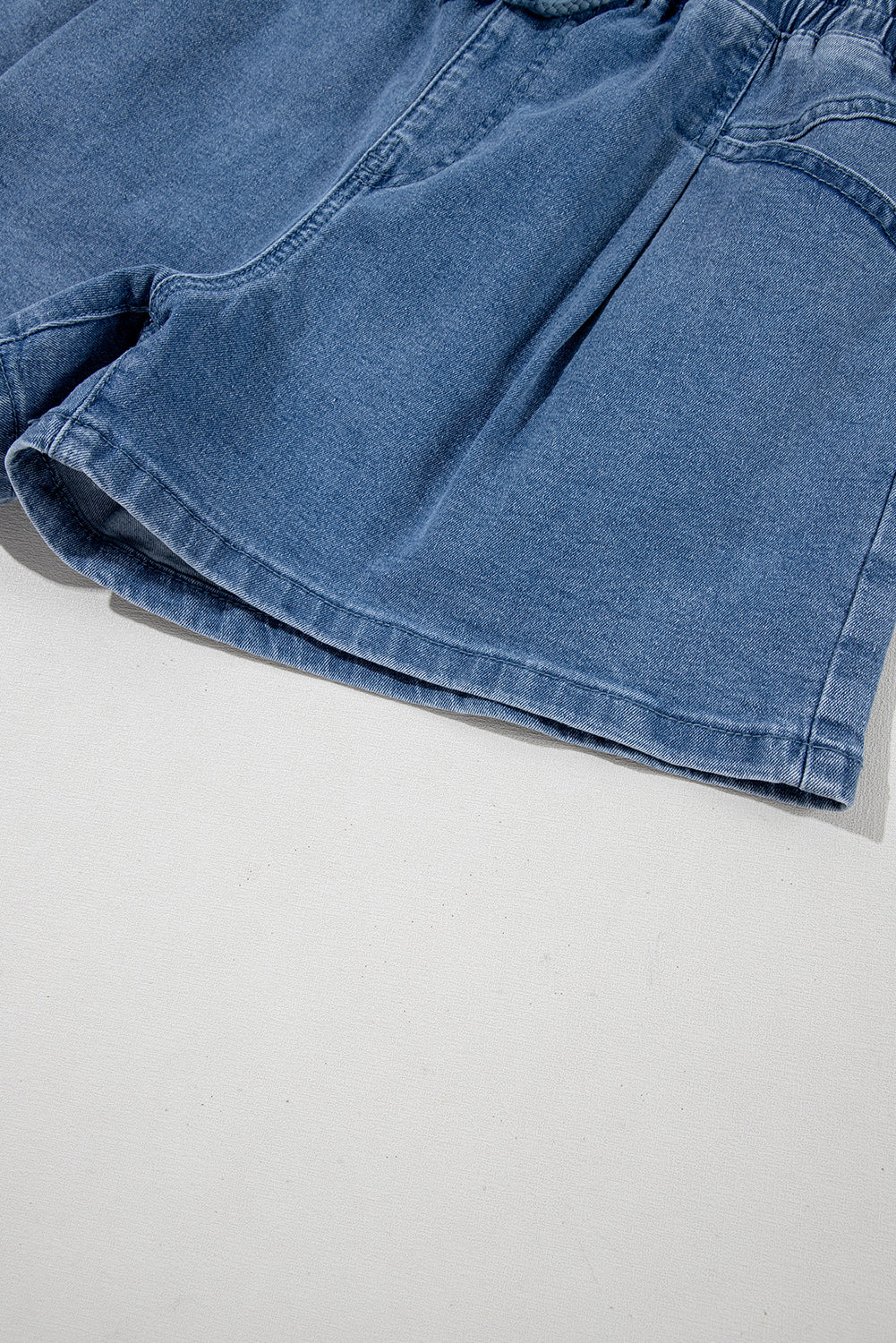 Ashleigh Blue Drawstring High Waist Casual Denim Shorts with Pockets-Bottoms/Denim Shorts-[Adult]-[Female]-2022 Online Blue Zone Planet