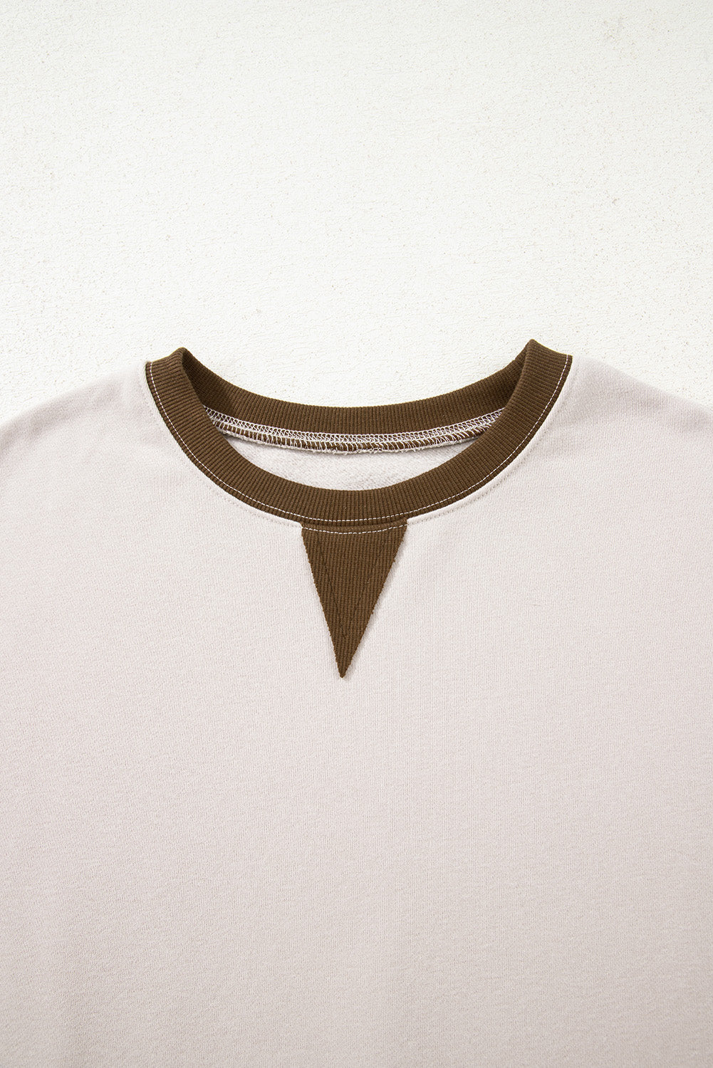 Parchment Striped Colorblock Patchwork Drop Shoulder Sweatshirt-Tops/Sweatshirts & Hoodies-[Adult]-[Female]-2022 Online Blue Zone Planet