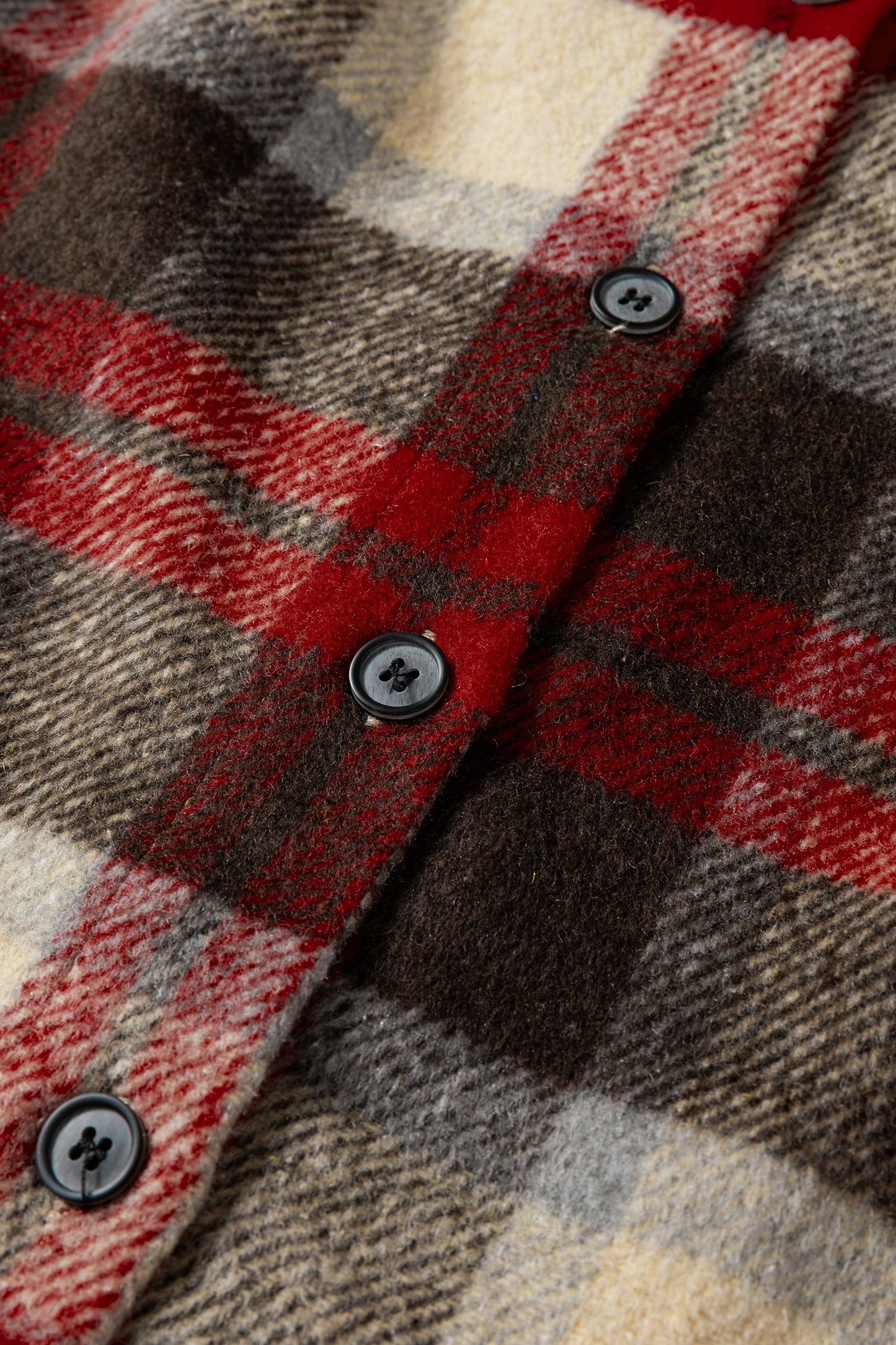 Red Brushed Plaid Buttoned Front Side Slit Tunic Shacket-Outerwear/Plaid Shackets-[Adult]-[Female]-2022 Online Blue Zone Planet