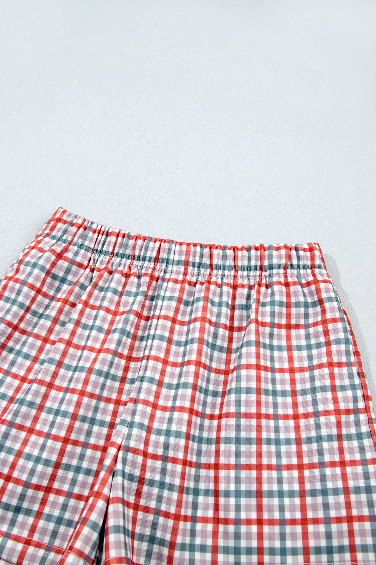 Multicolour Plaid MERRY Holiday Long Sleeve Top and Shorts Set-Two Piece Sets/Short Sets-[Adult]-[Female]-2022 Online Blue Zone Planet