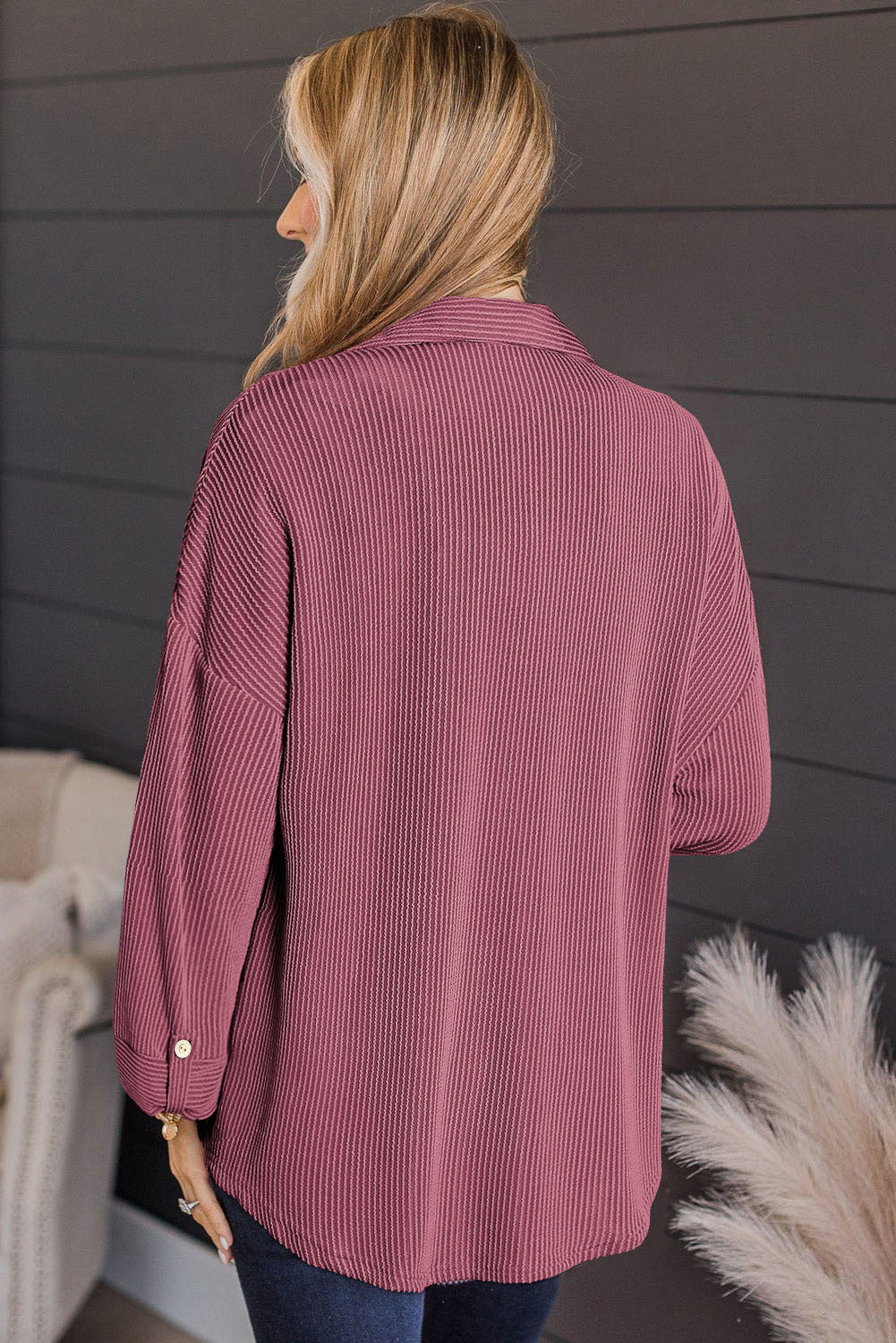 Striped Collared Neck Long Sleeve Shirt-TOPS / DRESSES-[Adult]-[Female]-2022 Online Blue Zone Planet