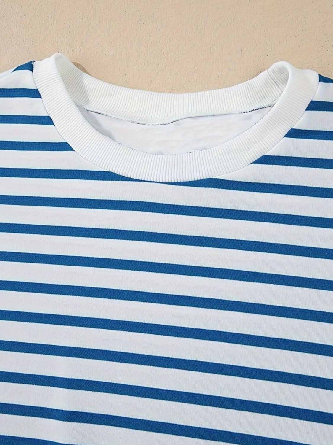 Full Size Striped Round Neck Long Sleeve Sweatshirt Plus Size-TOPS / DRESSES-[Adult]-[Female]-2022 Online Blue Zone Planet