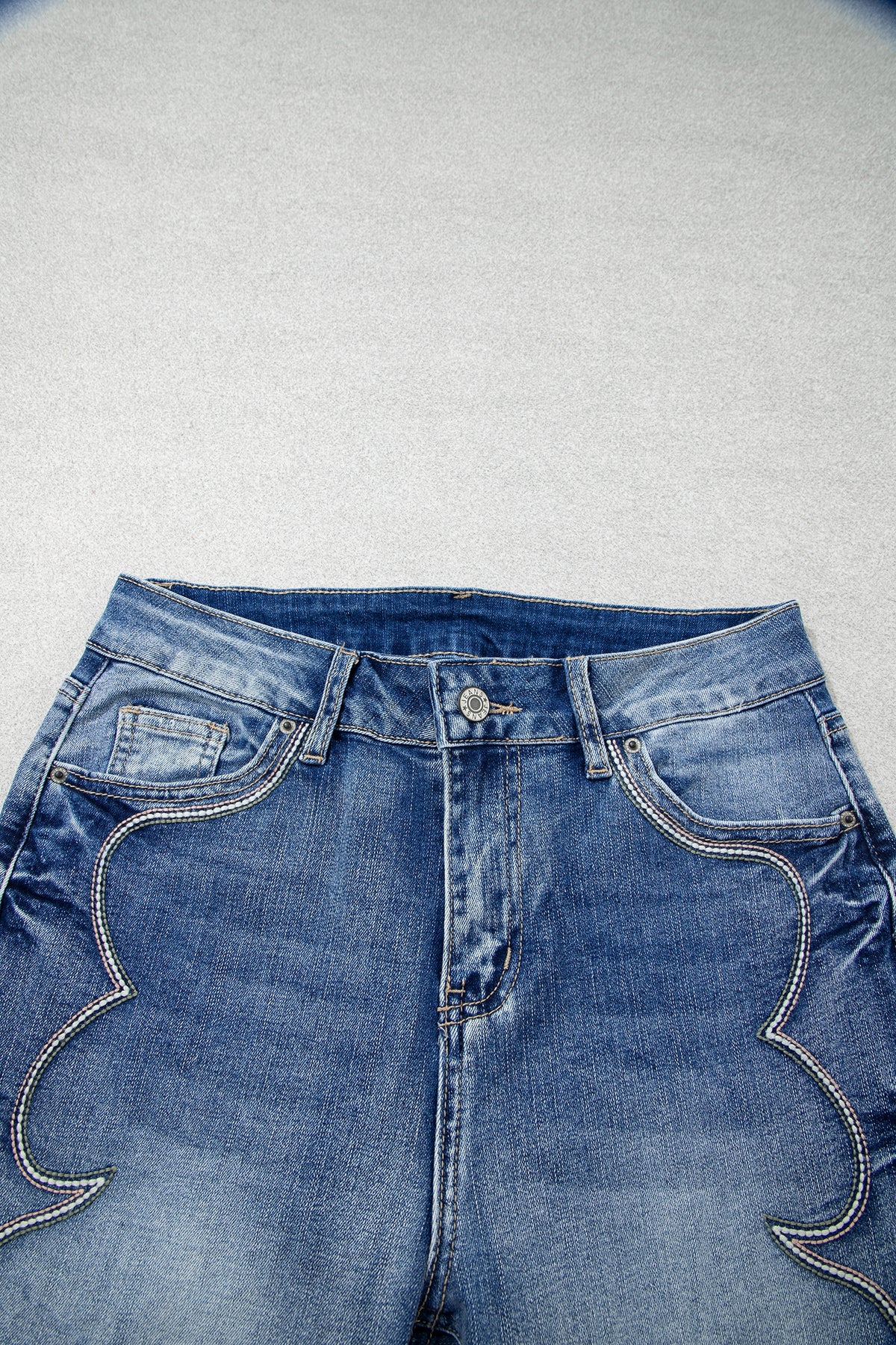 Blue Western Embroidered Flare Full Length Jeans-Bottoms/Jeans-[Adult]-[Female]-2022 Online Blue Zone Planet
