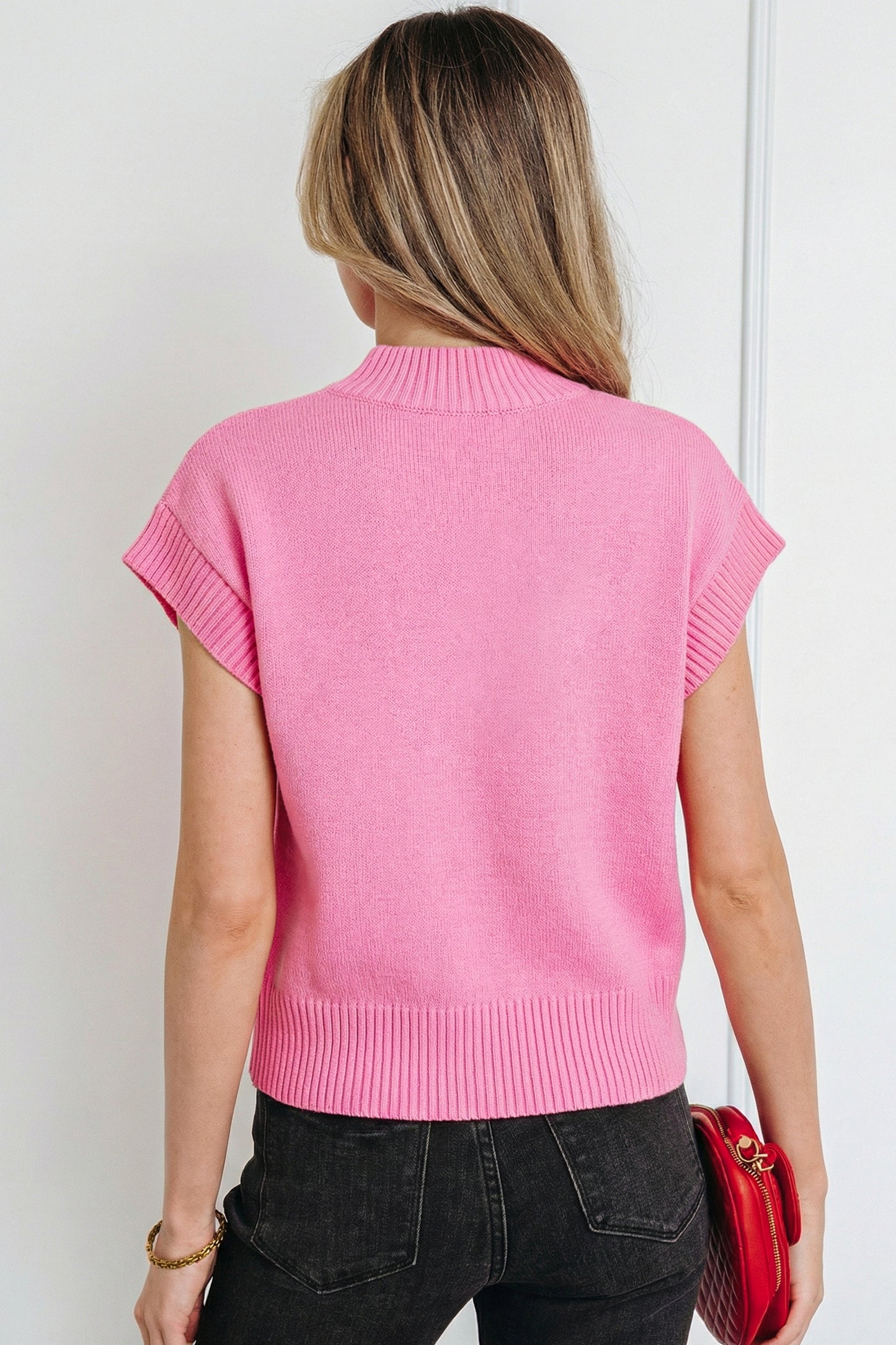 Pink Valentine Heart Graphic Cropped Short Sleeve Sweater-TOPS / DRESSES-[Adult]-[Female]-2022 Online Blue Zone Planet