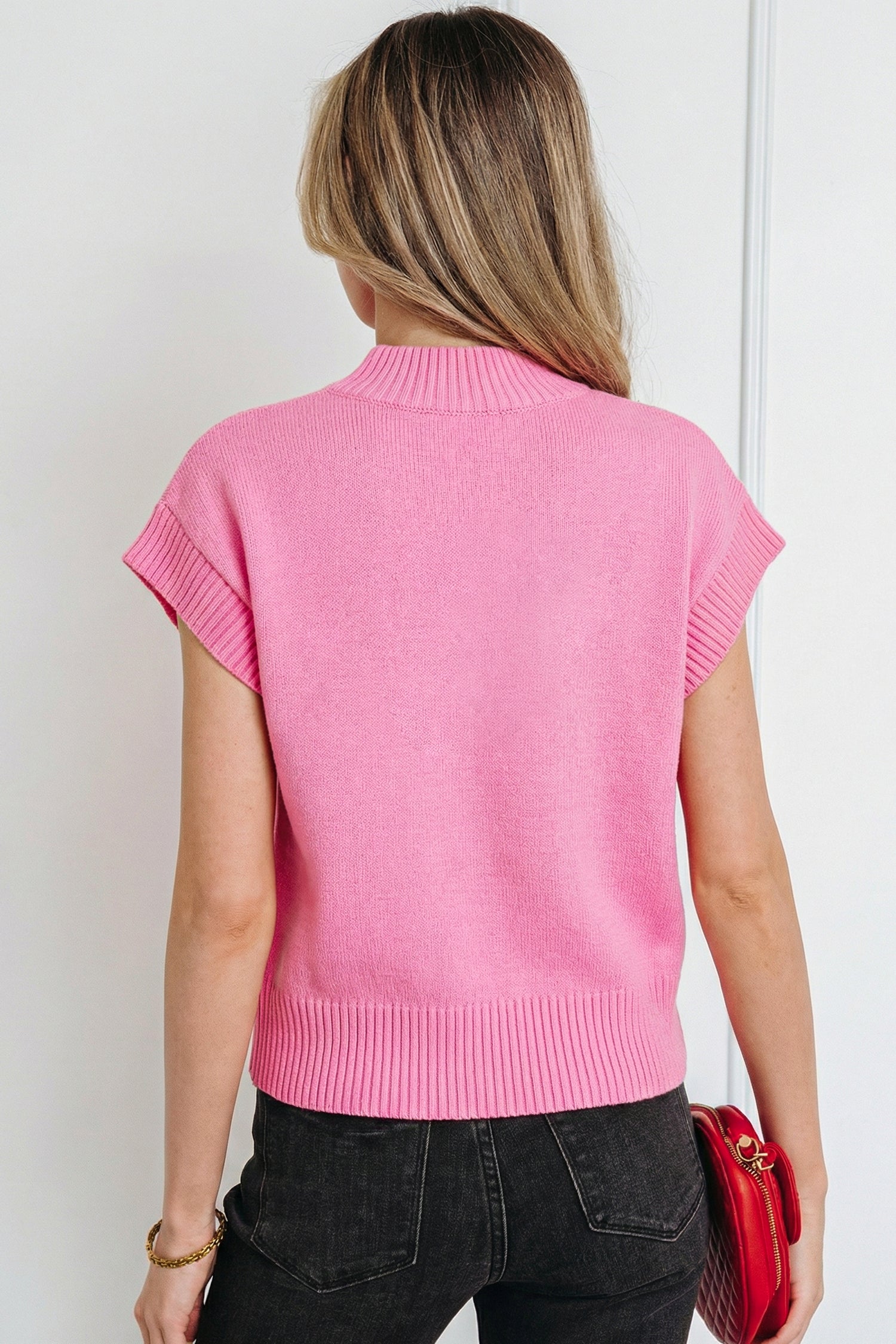 Pink Valentine Heart Graphic Cropped Short Sleeve Sweater-TOPS / DRESSES-[Adult]-[Female]-2022 Online Blue Zone Planet