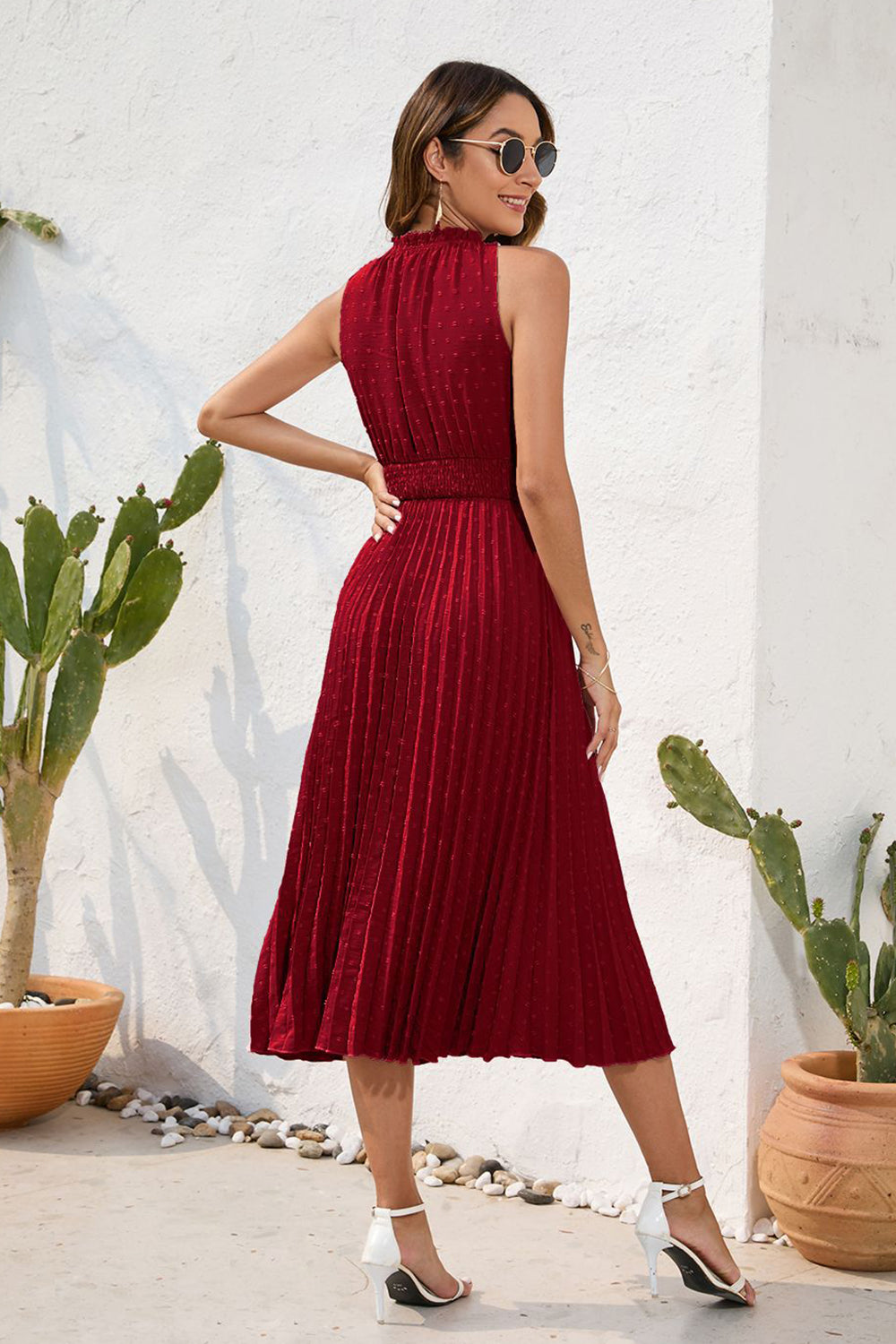 swiss dot bridesmaid dress Swiss Dot Puff Sleeve Midi Wedding Dress | Square Neck