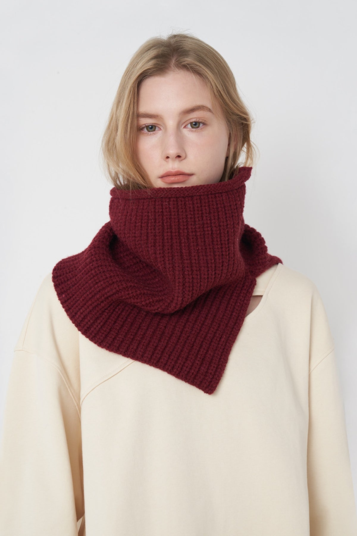 Slit Pullover Knit Scarf-SCARVES-[Adult]-[Female]-Burgundy-One Size-2022 Online Blue Zone Planet