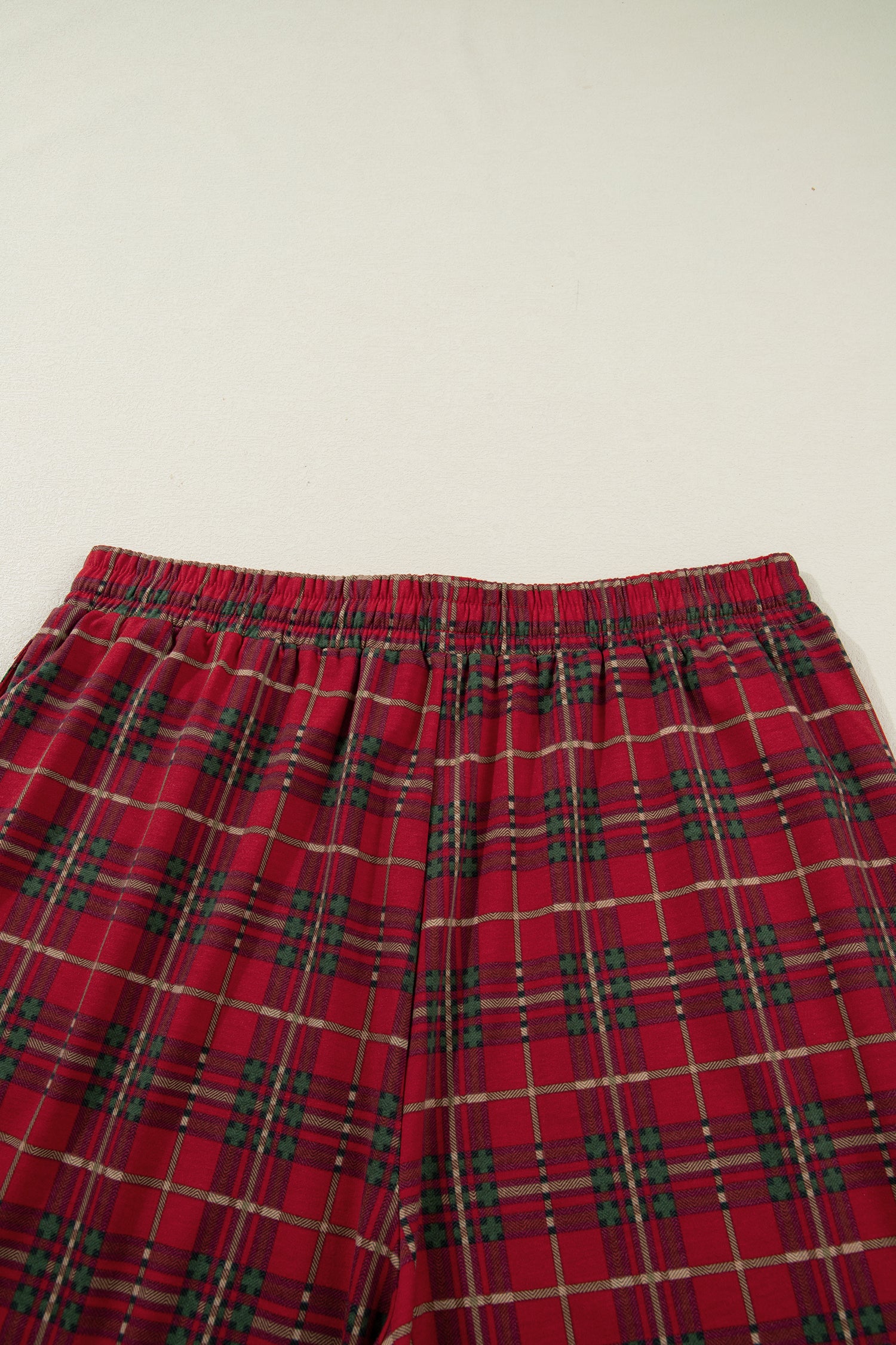 Red Plus Size Plaid Short Sleeve Shirt Loose Pants 2pcs Pajama Set-Plus Size/Plus Size Loungewear-[Adult]-[Female]-2022 Online Blue Zone Planet