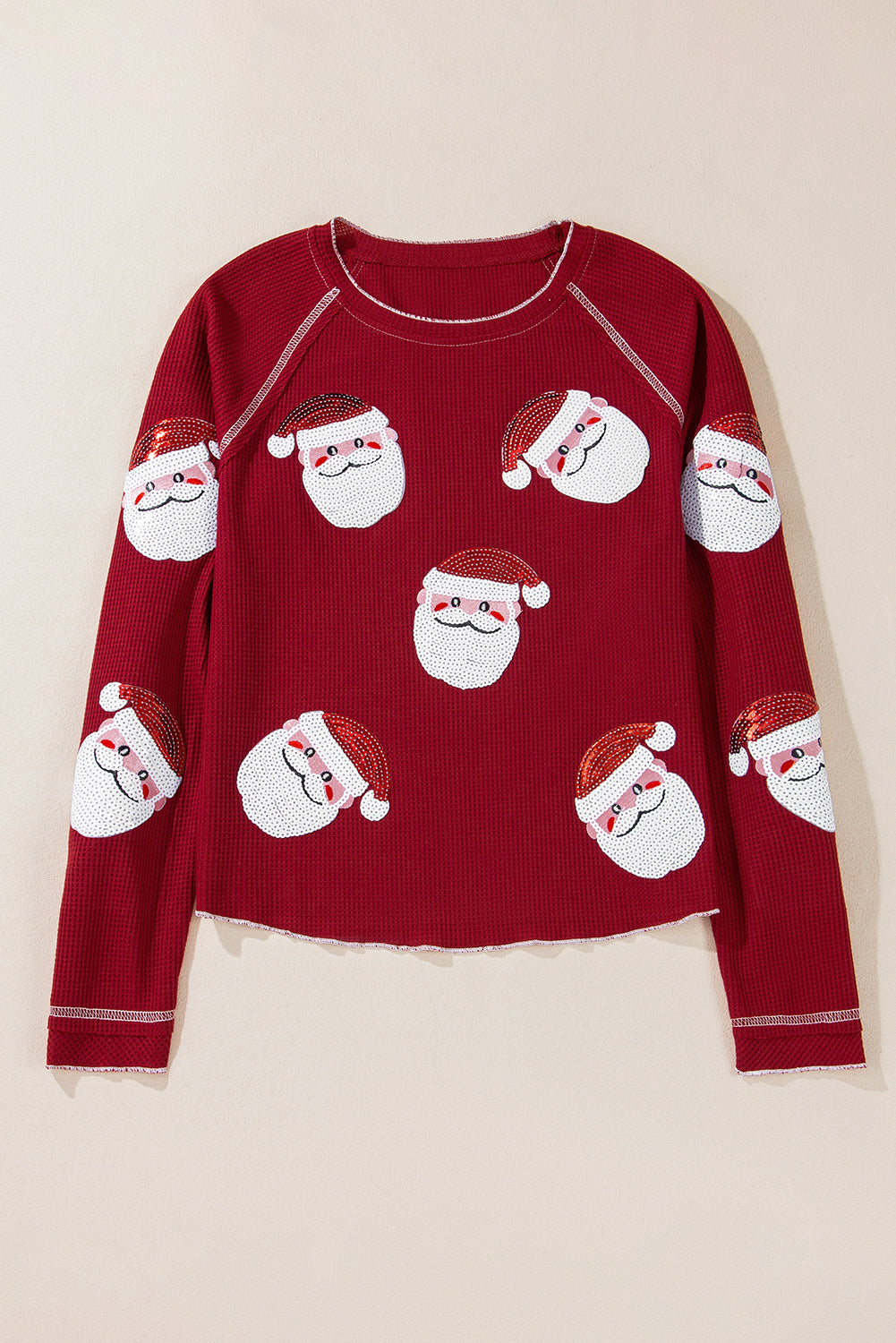 Red Casual Santa Claus Round Neck Graphic Sweatshirt-Graphic Sweatshirts-[Adult]-[Female]-2022 Online Blue Zone Planet