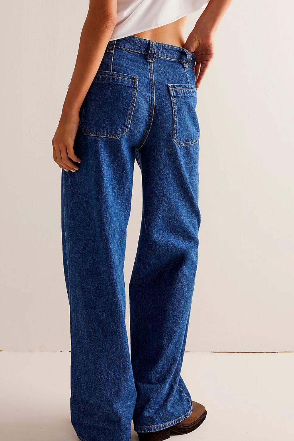 Washed Wide Leg Jeans with Pockets-BOTTOMS-[Adult]-[Female]-2022 Online Blue Zone Planet