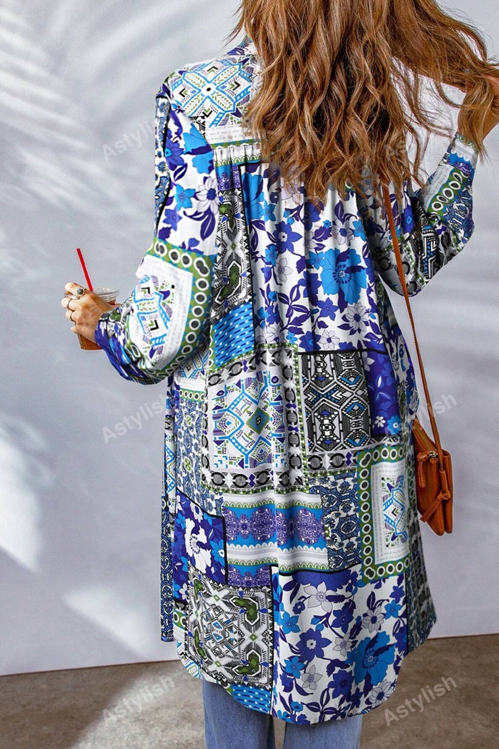 Printed Button Up Long Sleeve Cardigan-TOPS / DRESSES-[Adult]-[Female]-2022 Online Blue Zone Planet