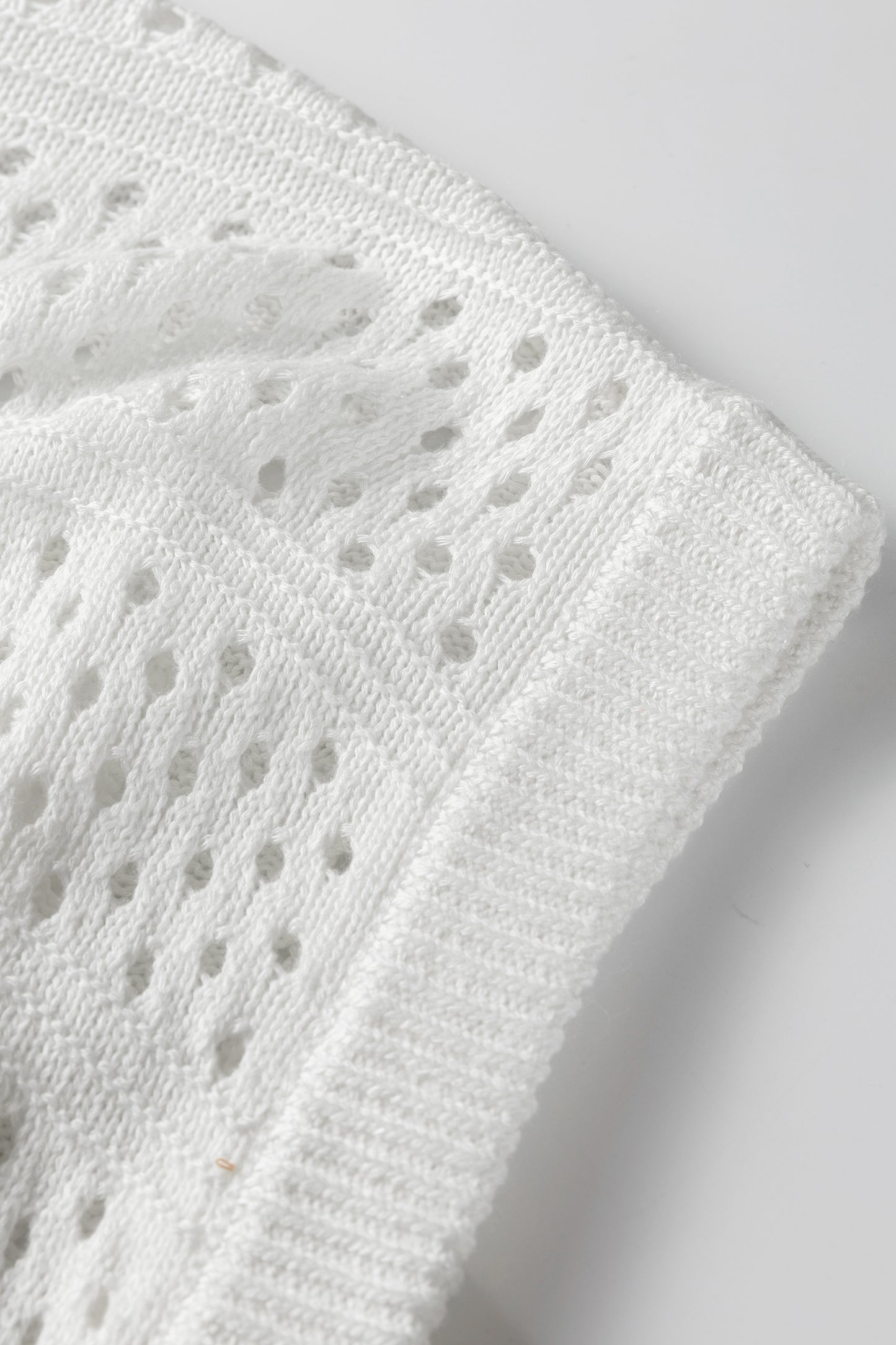 White Hollow Out Knit Round Neck Dolman Sweater-TOPS / DRESSES-[Adult]-[Female]-2022 Online Blue Zone Planet