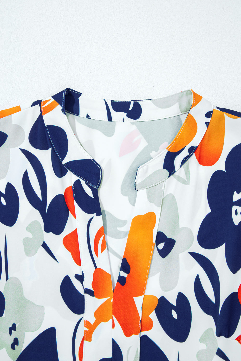 Orange Floral Print Notched Neck Flutter Sleeve Mini Dress-TOPS / DRESSES-[Adult]-[Female]-2022 Online Blue Zone Planet
