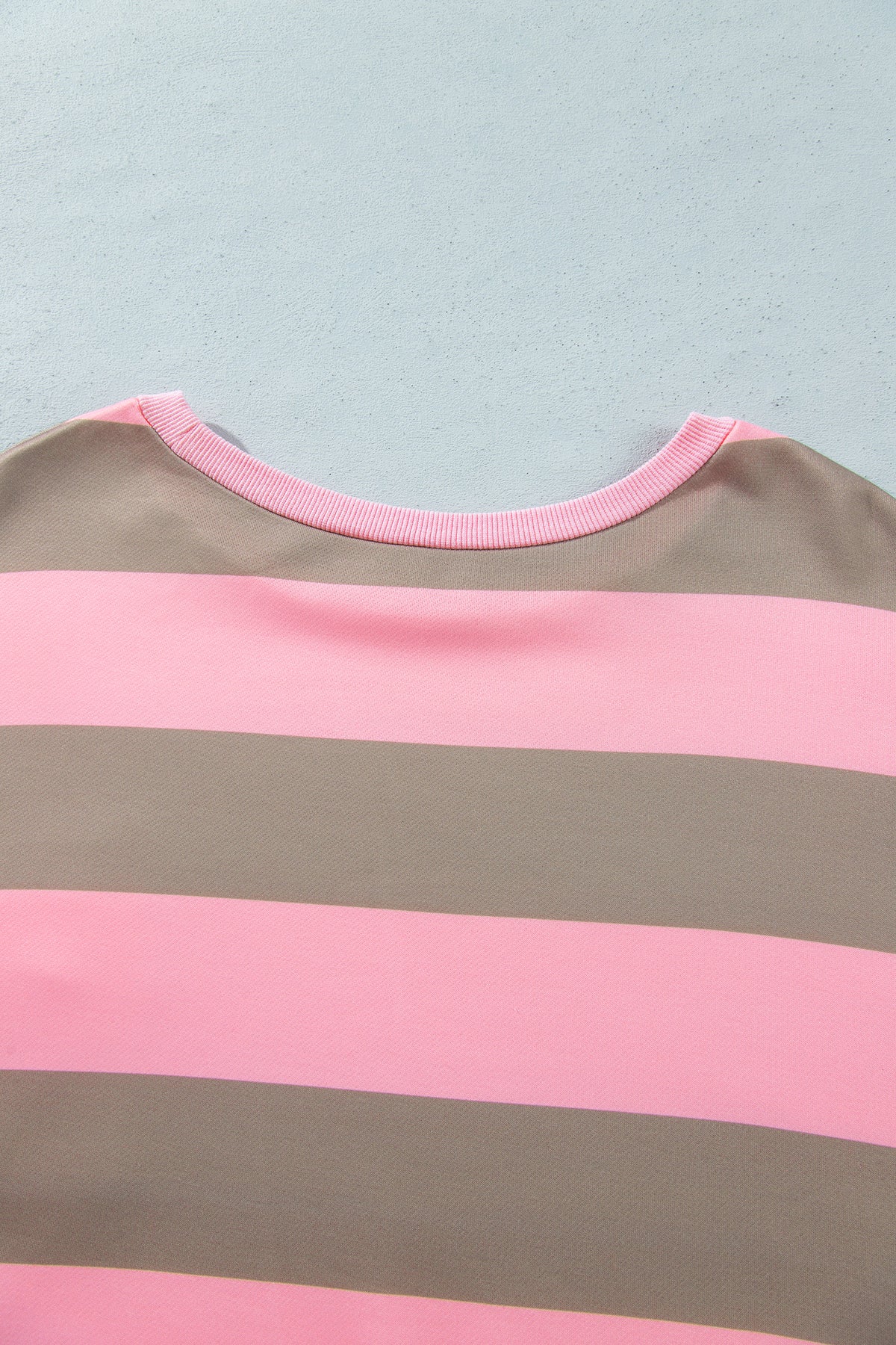 Pink Stripe Raw Seam Patchwork Drop Shoulder Plus Size Sweatshirt