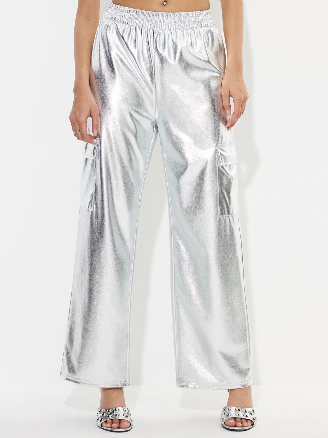 Elastic Waist Wide Leg Pants-BOTTOMS SIZES SMALL MEDIUM LARGE-[Adult]-[Female]-2022 Online Blue Zone Planet