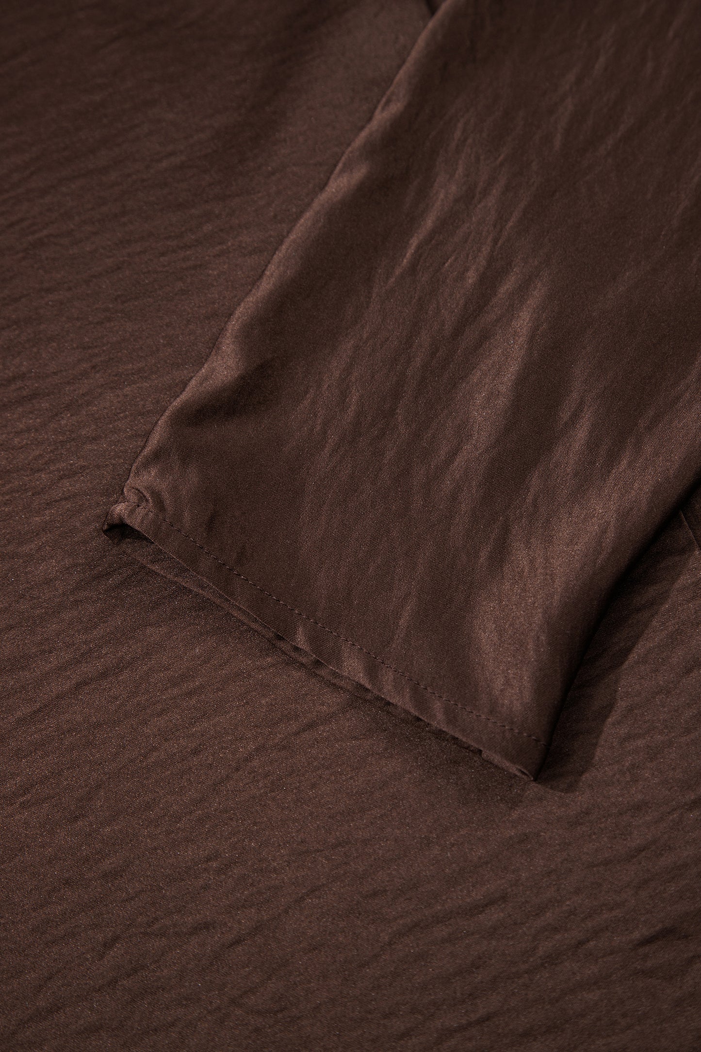 Dark Brown Braided V Neck Long Sleeve Loose Top and Drawstring High Waist Pants 2pcs Outfit-Two Piece Sets/Pant Sets-[Adult]-[Female]-2022 Online Blue Zone Planet