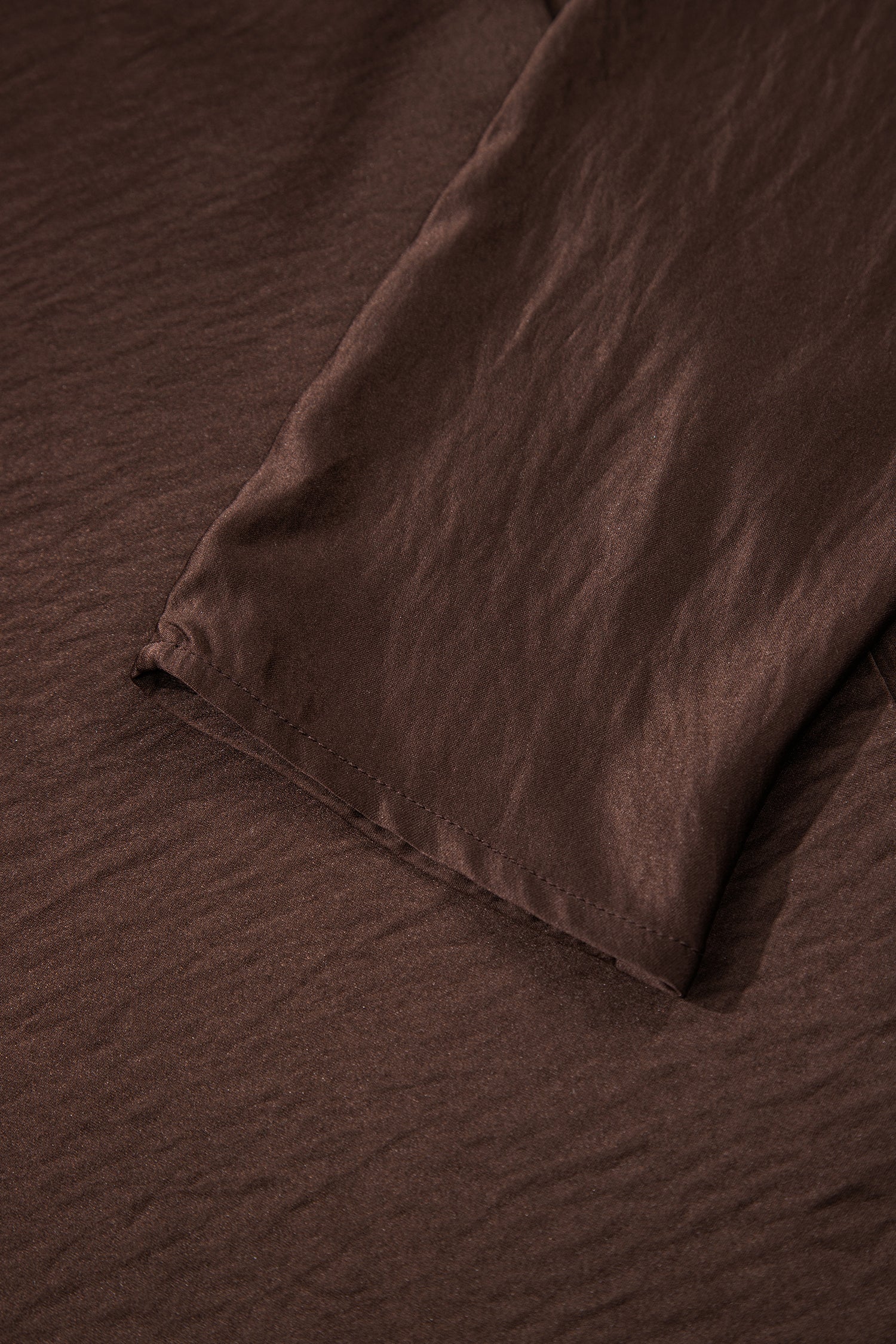 Dark Brown Braided V Neck Long Sleeve Loose Top and Drawstring High Waist Pants 2pcs Outfit-Two Piece Sets/Pant Sets-[Adult]-[Female]-2022 Online Blue Zone Planet