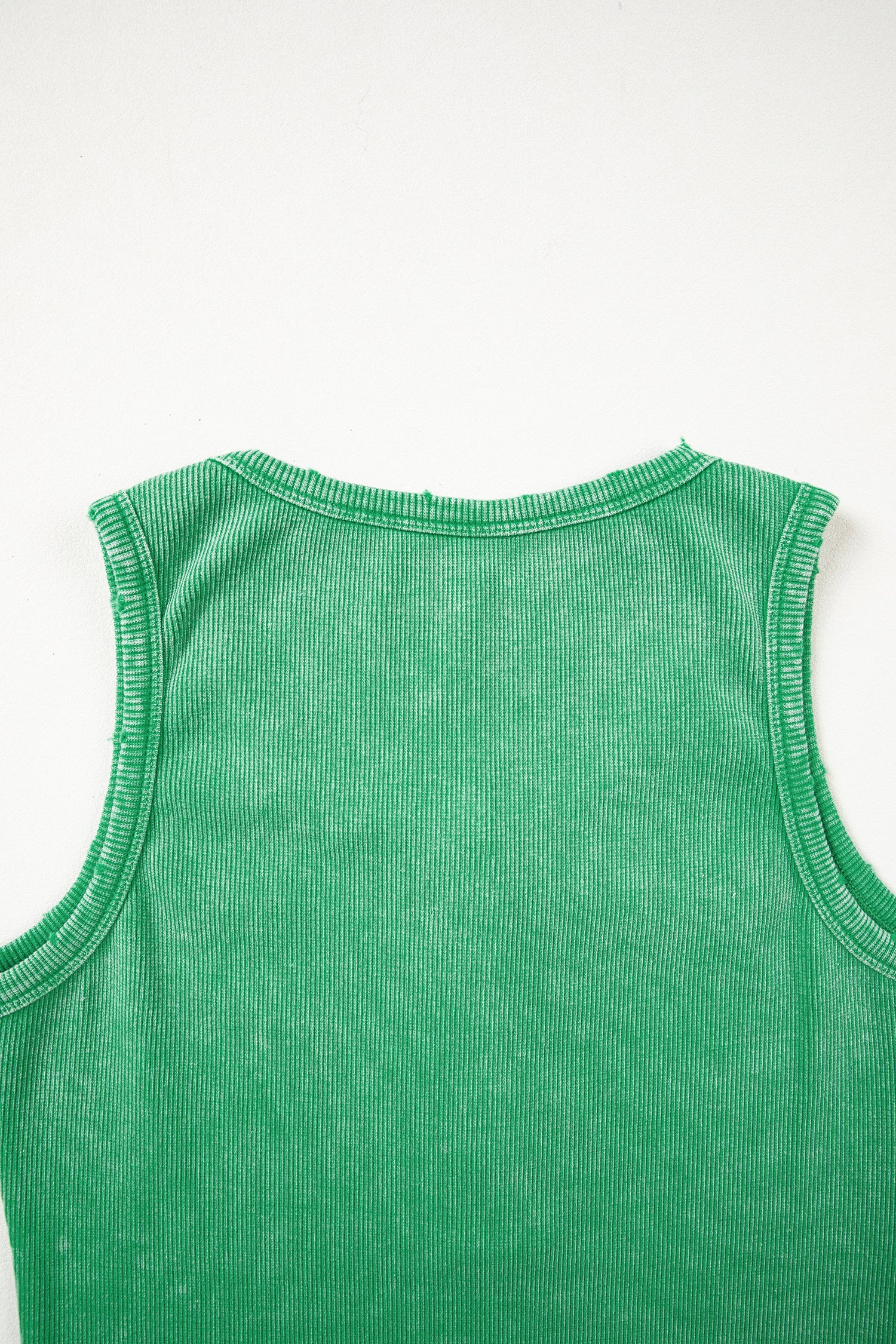 Bright Green Vintage Distressed Ribbed Mineral Wash Tank Top-Tops/Tank Tops-[Adult]-[Female]-2022 Online Blue Zone Planet