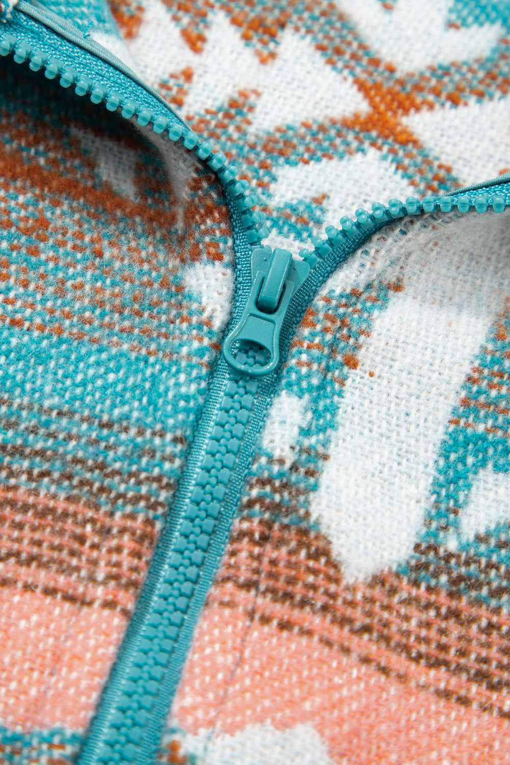 Green Quarter Zip Elastic Cuffs Aztec Sweatshirt-Tops/Sweatshirts & Hoodies-[Adult]-[Female]-2022 Online Blue Zone Planet