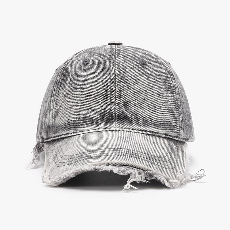 Raw Hem Cotton Baseball Cap-BASEBALL HATS-[Adult]-[Female]-Gray-One Size-2022 Online Blue Zone Planet