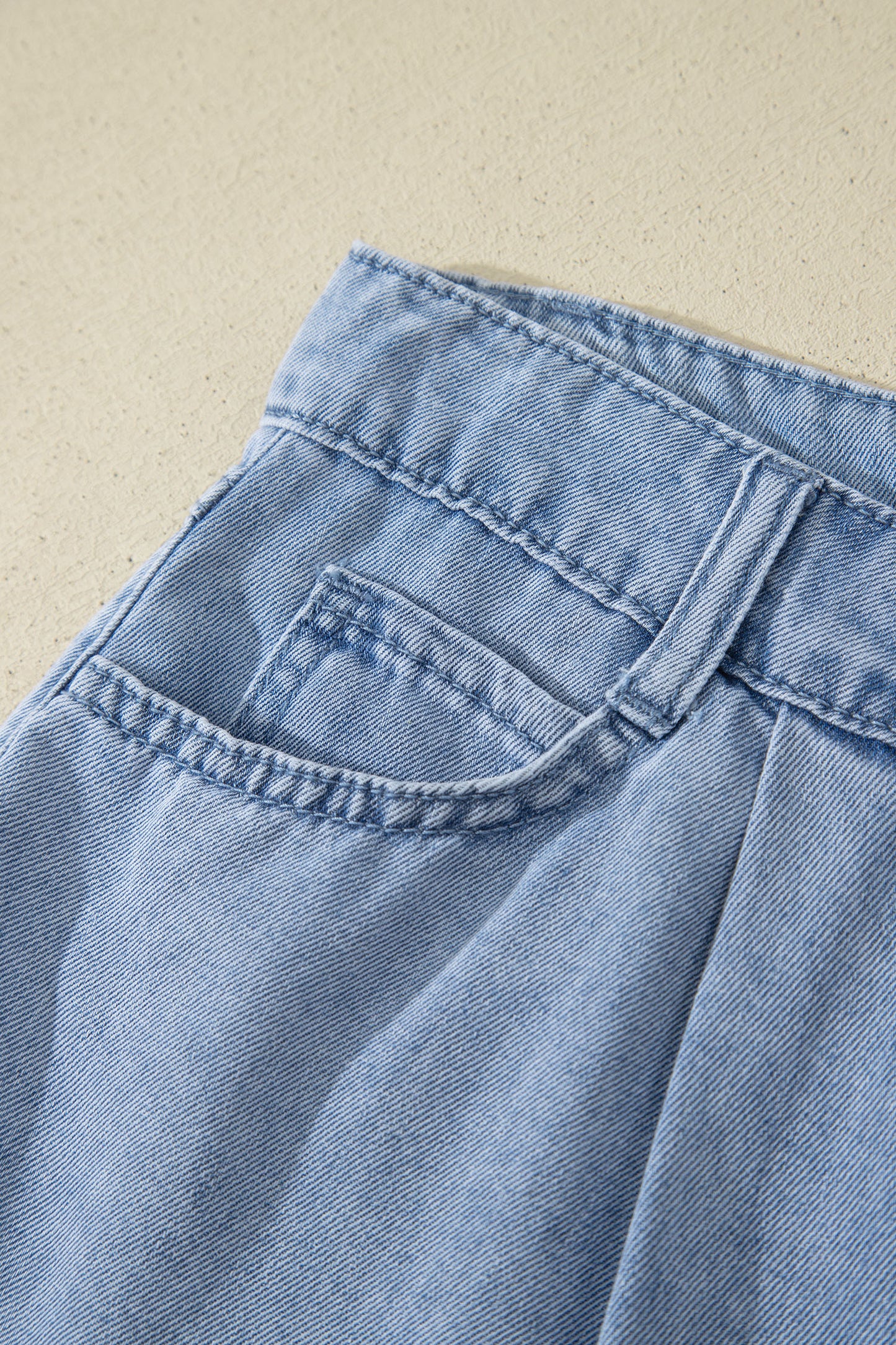 Myosotis Solid Color Scalloped Trim Casual Denim Shorts-Bottoms/Denim Shorts-[Adult]-[Female]-2022 Online Blue Zone Planet