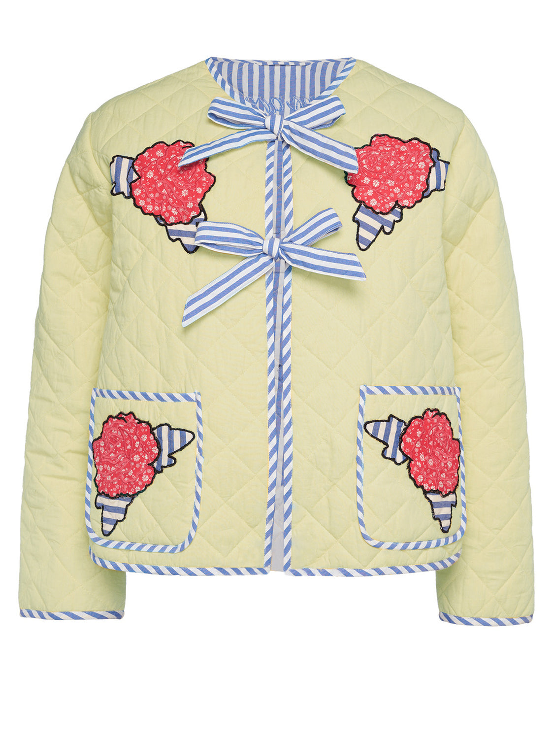 Blue Zone Planet | Embroidered Flower Tied Long Sleeve Winter Coat-TOPS / DRESSES-[Adult]-[Female]-2022 Online Blue Zone Planet