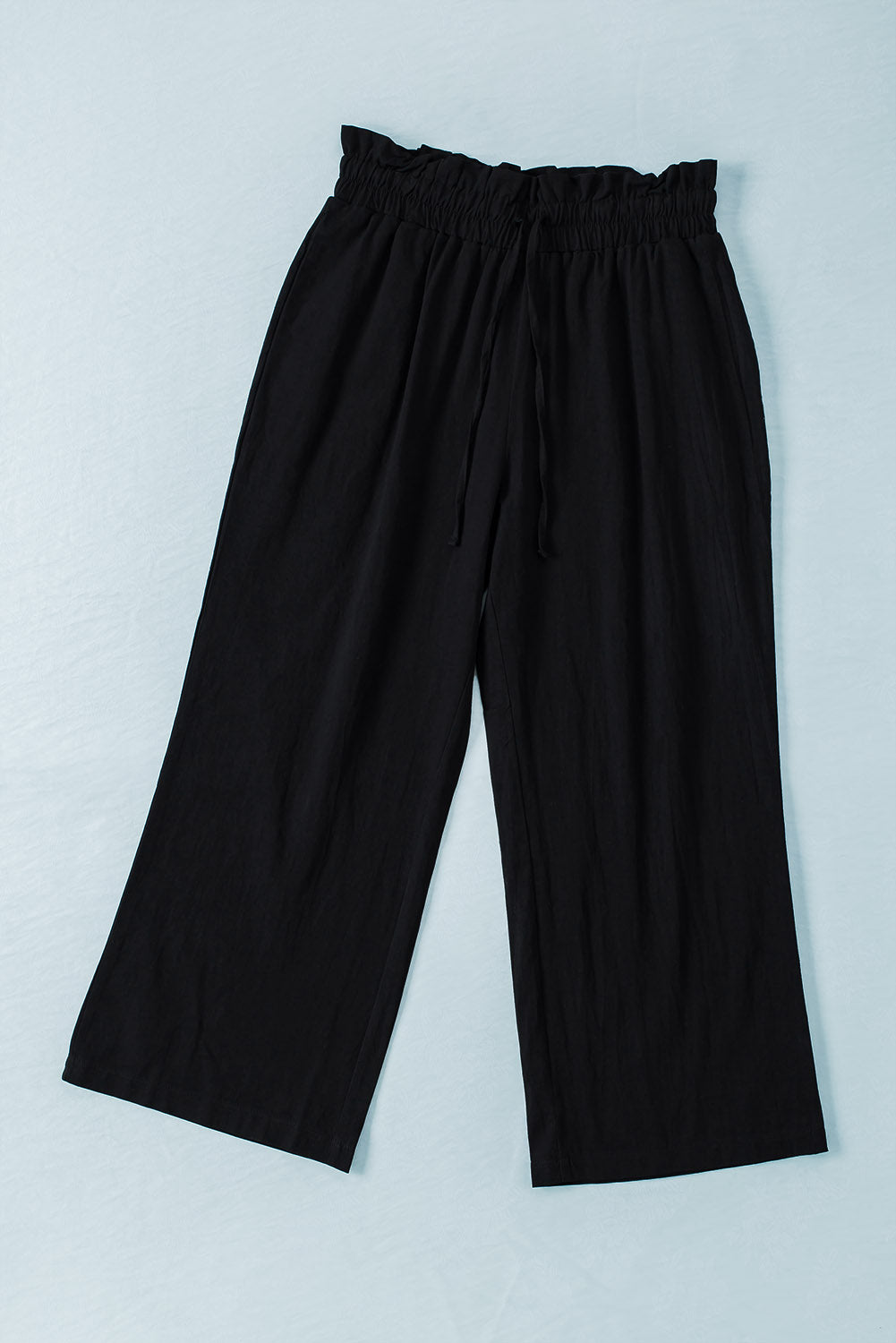 Black Paperbag Waist Straight Leg Cropped Pants-Bottoms/Pants & Culotte-[Adult]-[Female]-2022 Online Blue Zone Planet