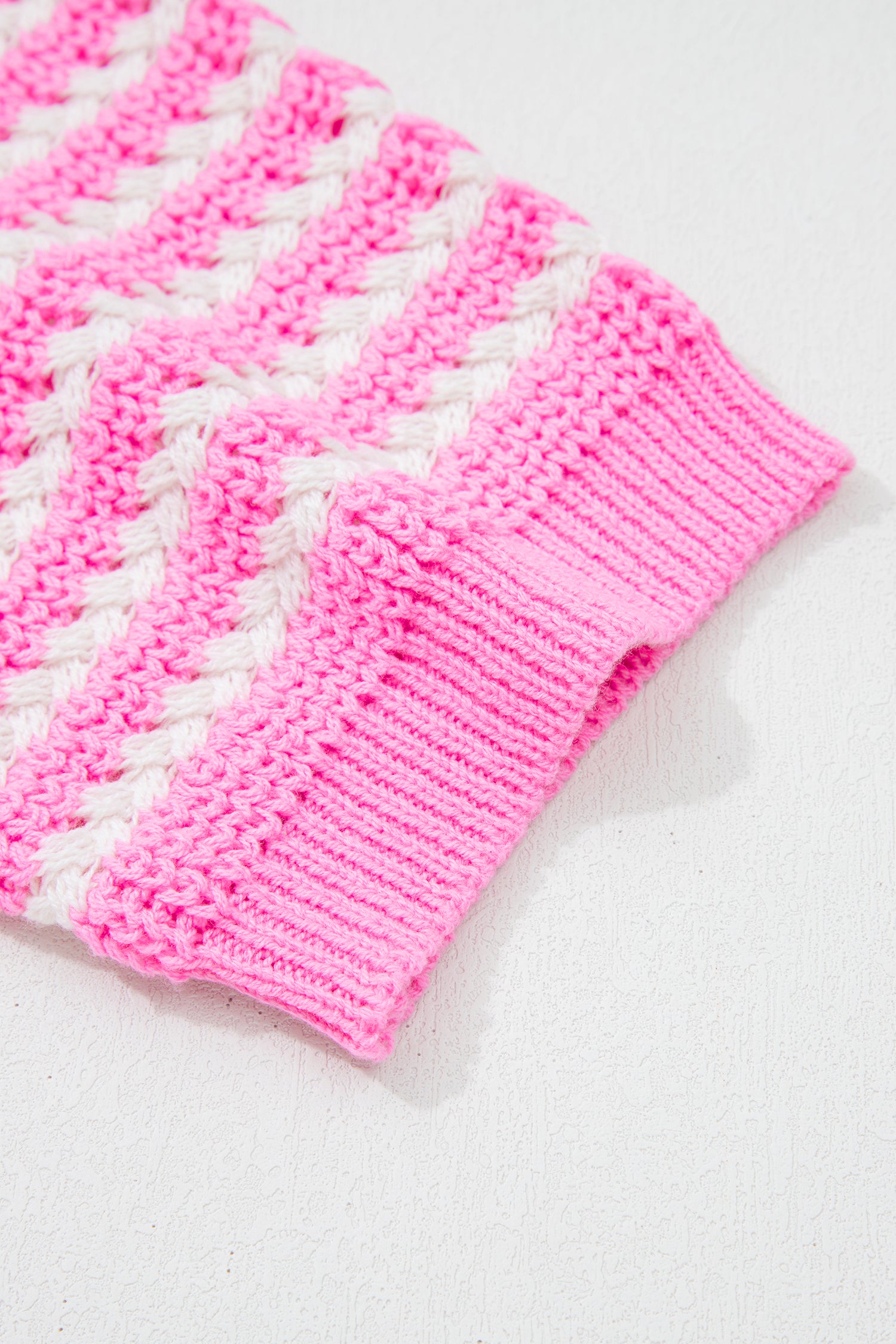 Pink Stripe Short Sleeve Knit V Neck Bow Knot Sweater-TOPS / DRESSES-[Adult]-[Female]-2022 Online Blue Zone Planet