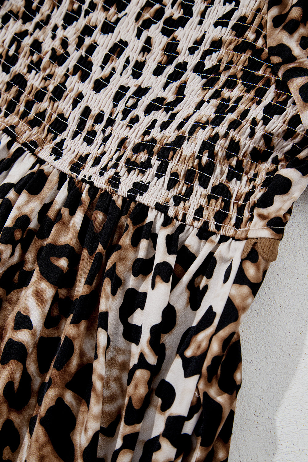 Brown Leopard Print Puff Sleeve Ricrac Maxi Dress-Maxi Dresses-[Adult]-[Female]-2022 Online Blue Zone Planet