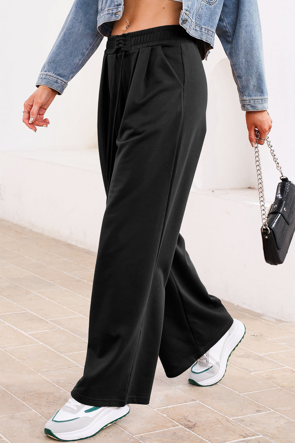 Dear Lovers Black Tied Elastic High Waist Pleated Detail Solid Sweatpants-Bottoms/Pants & Culotte-[Adult]-[Female]-2022 Online Blue Zone Planet