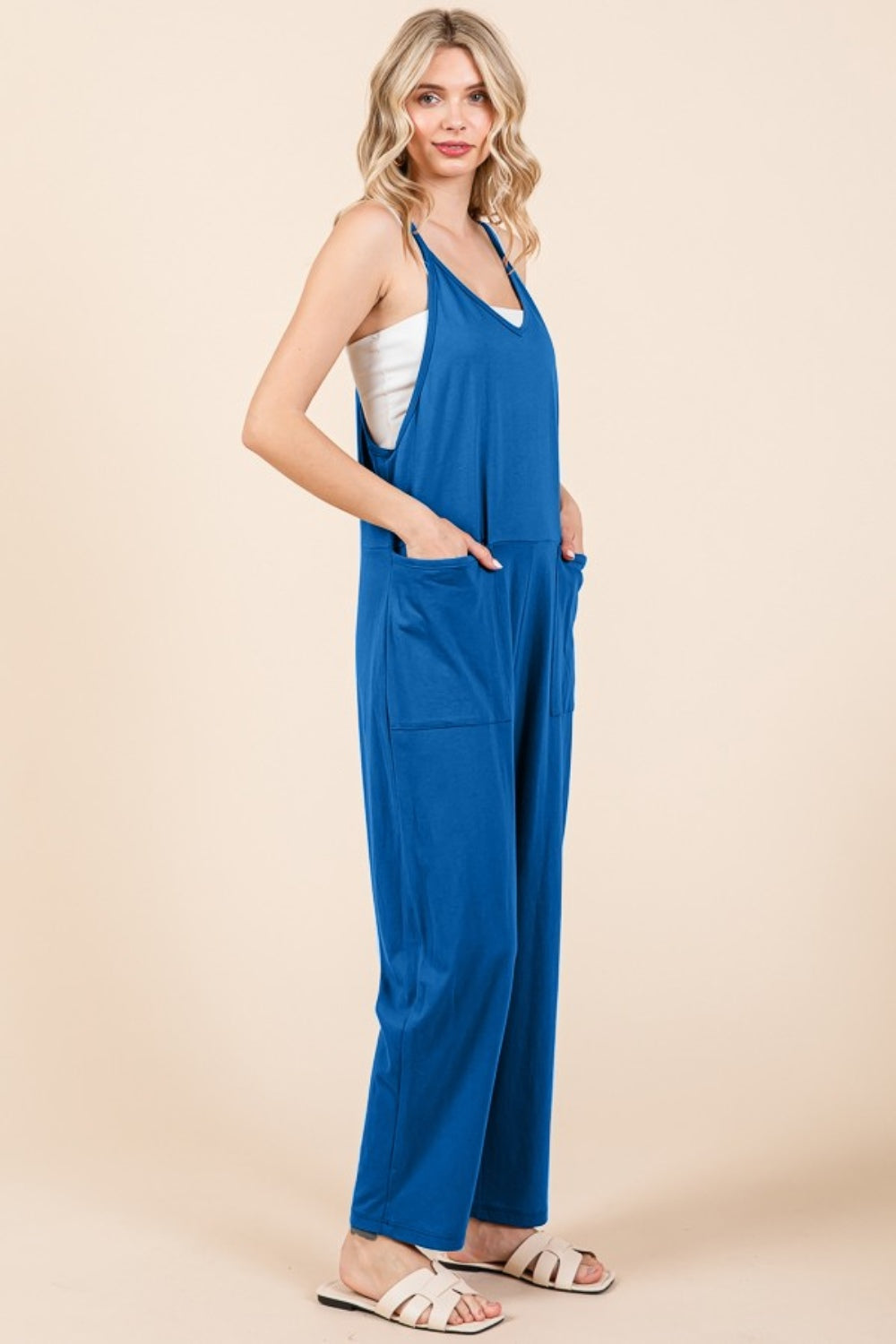 Culture Code Full Size Sleeveless Jumpsuit with Pockets-TOPS / DRESSES-[Adult]-[Female]-2022 Online Blue Zone Planet