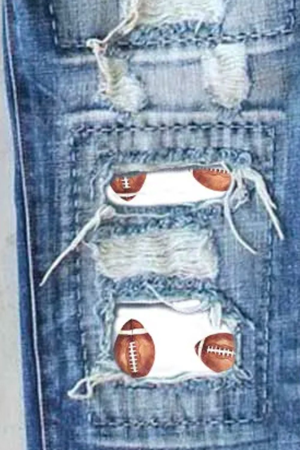 Distressed Football Straight Jeans-BOTTOMS SIZES SMALL MEDIUM LARGE-[Adult]-[Female]-2022 Online Blue Zone Planet